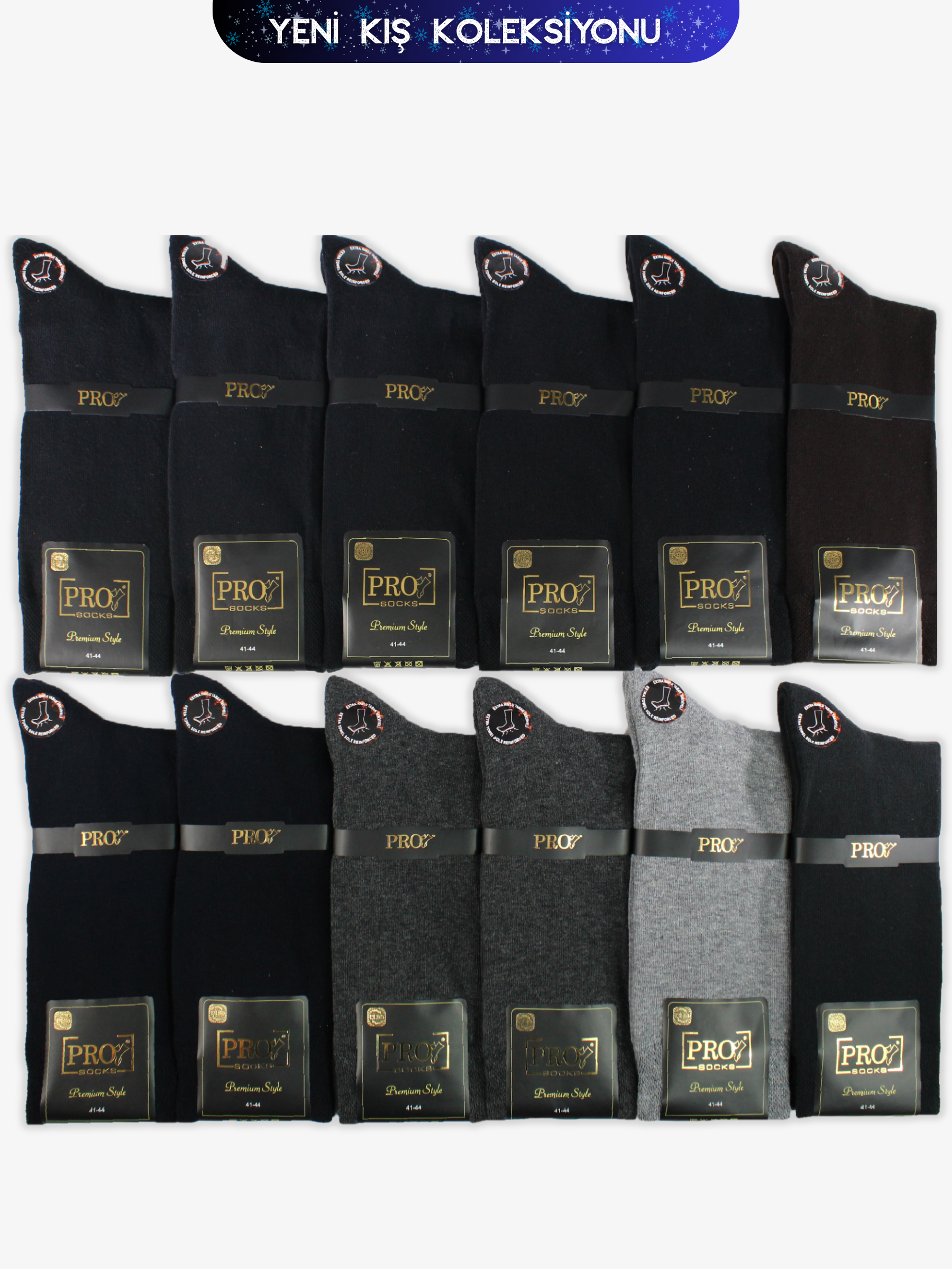 15653PRO FABRİKAArhavi Penye Kışlık Pamuklu Rahat Erkek Çorabı 12'li
