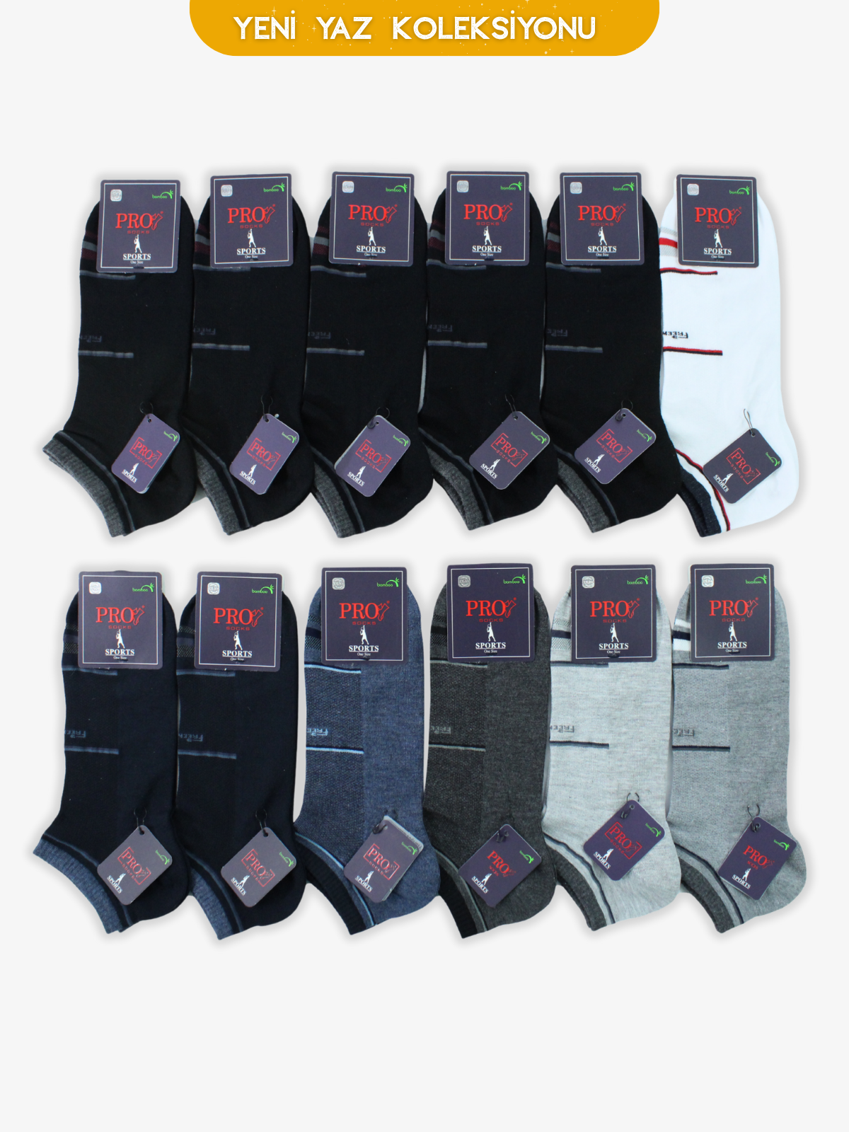10841PRO FABRİKAArnis Bamboo Patik Yazlık Pamuklu Rahat Erkek Çorabı 12'li