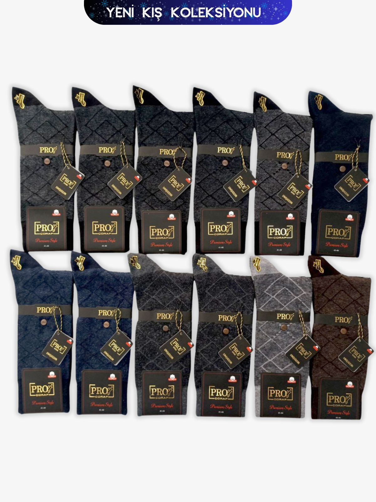 16611PRO FABRİKAAspendos Compact Pamuk Kışlık Soket Rahat  Erkek 12'li Çorap