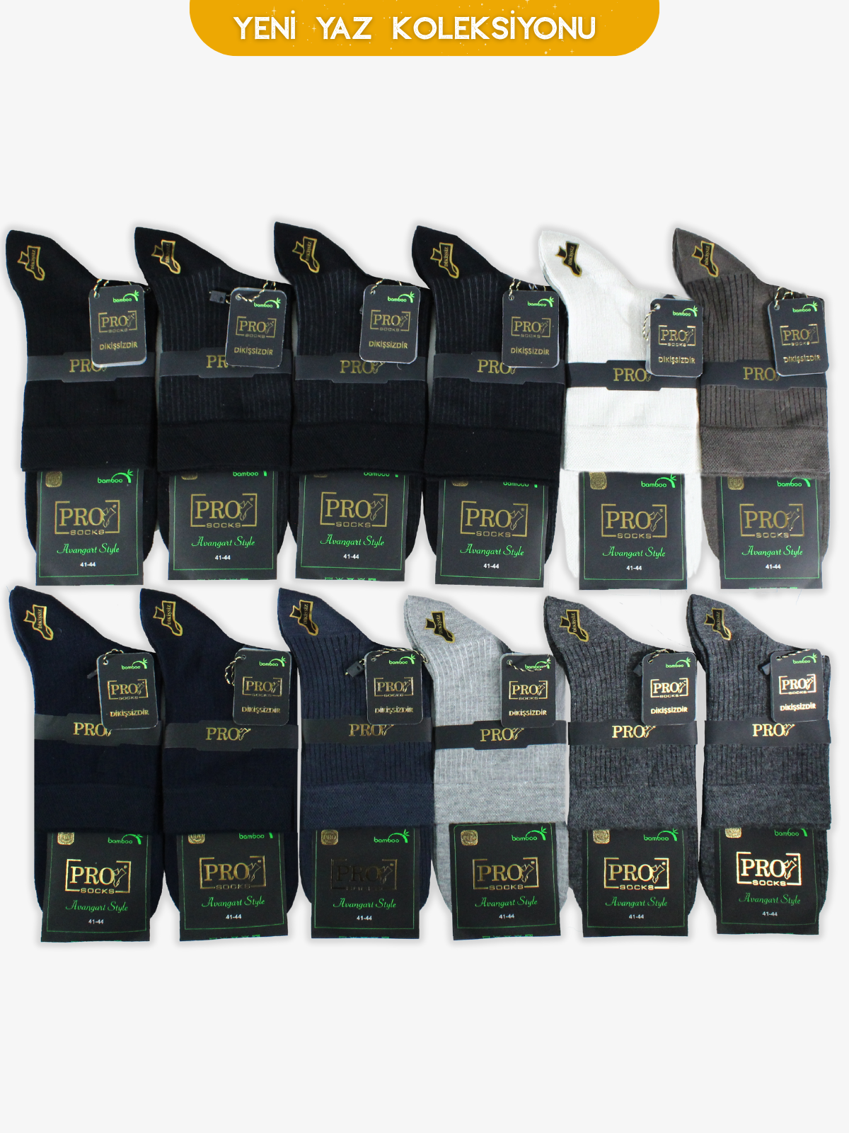 17358PRO FABRİKAAstrahan Kısakonç Bamboo Yazlık Rahat Erkek  Çorabı 12li