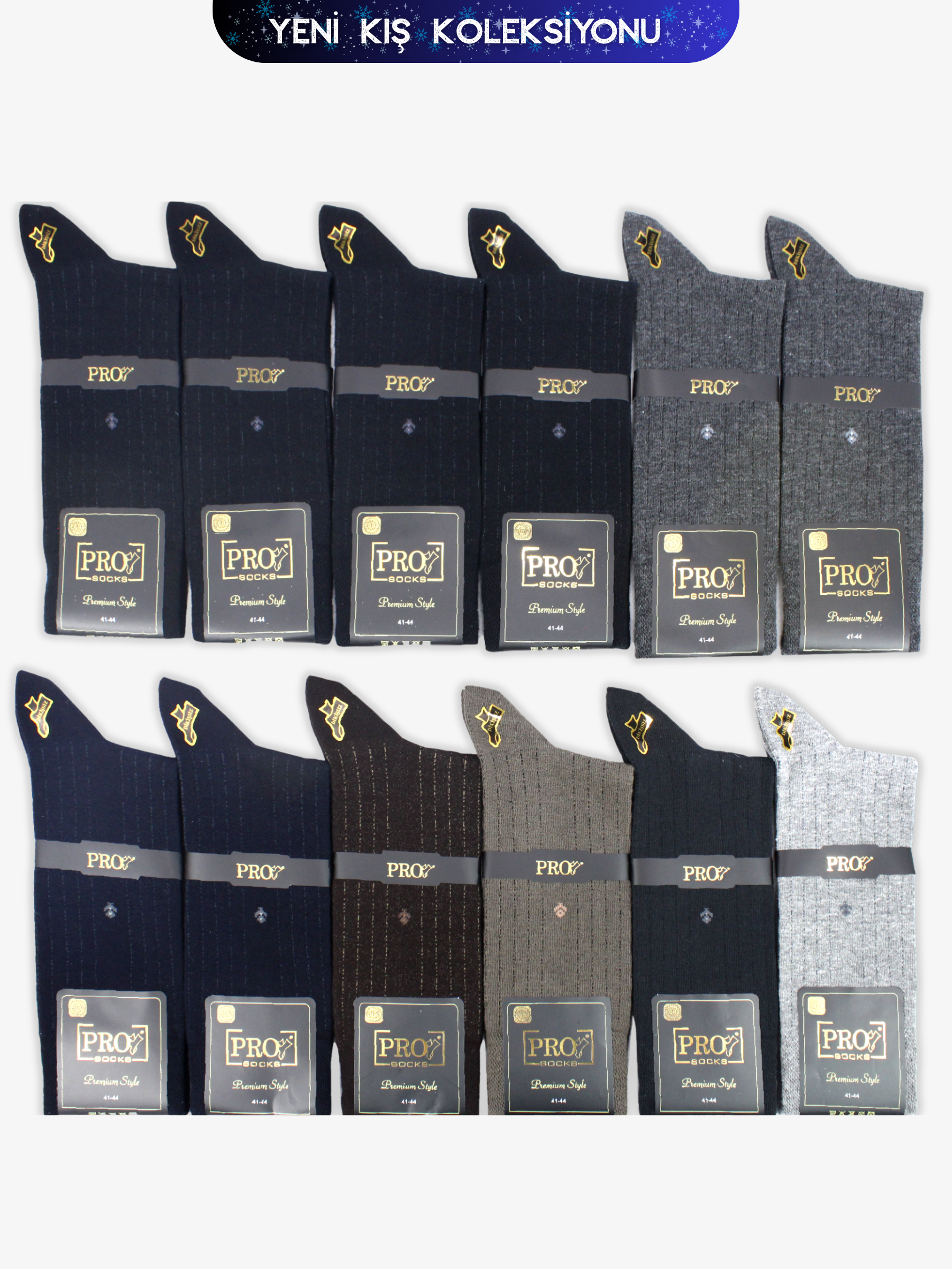 15655PRO FABRİKAAtakum Penye Kışlık Pamuklu Rahat Erkek Çorabı 12'li