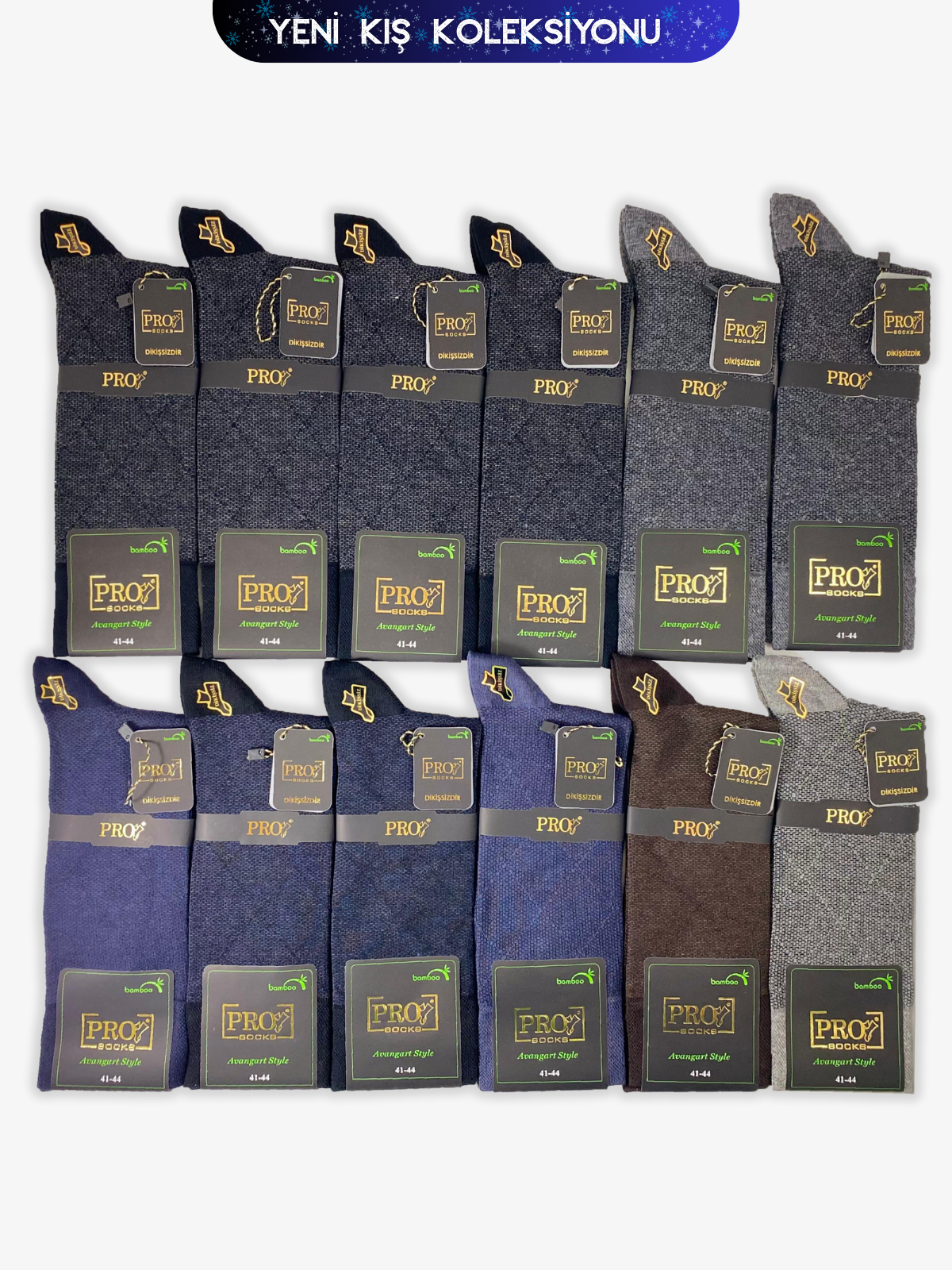 17637PRO FABRİKAAvşar Bamboo Kışlık Soket Rahat Erkek 12'li Çorap