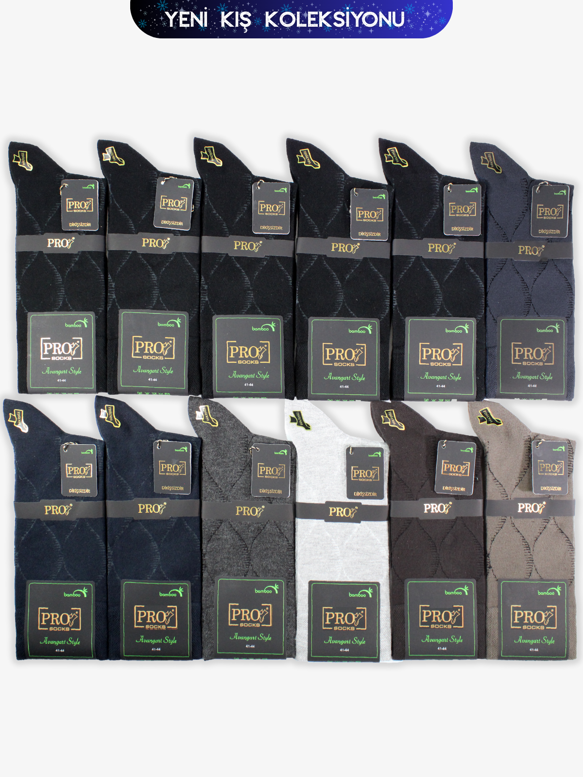 17672PRO FABRİKABakü Bamboo Kışlık Soket Rahat Erkek 12'li Çorap