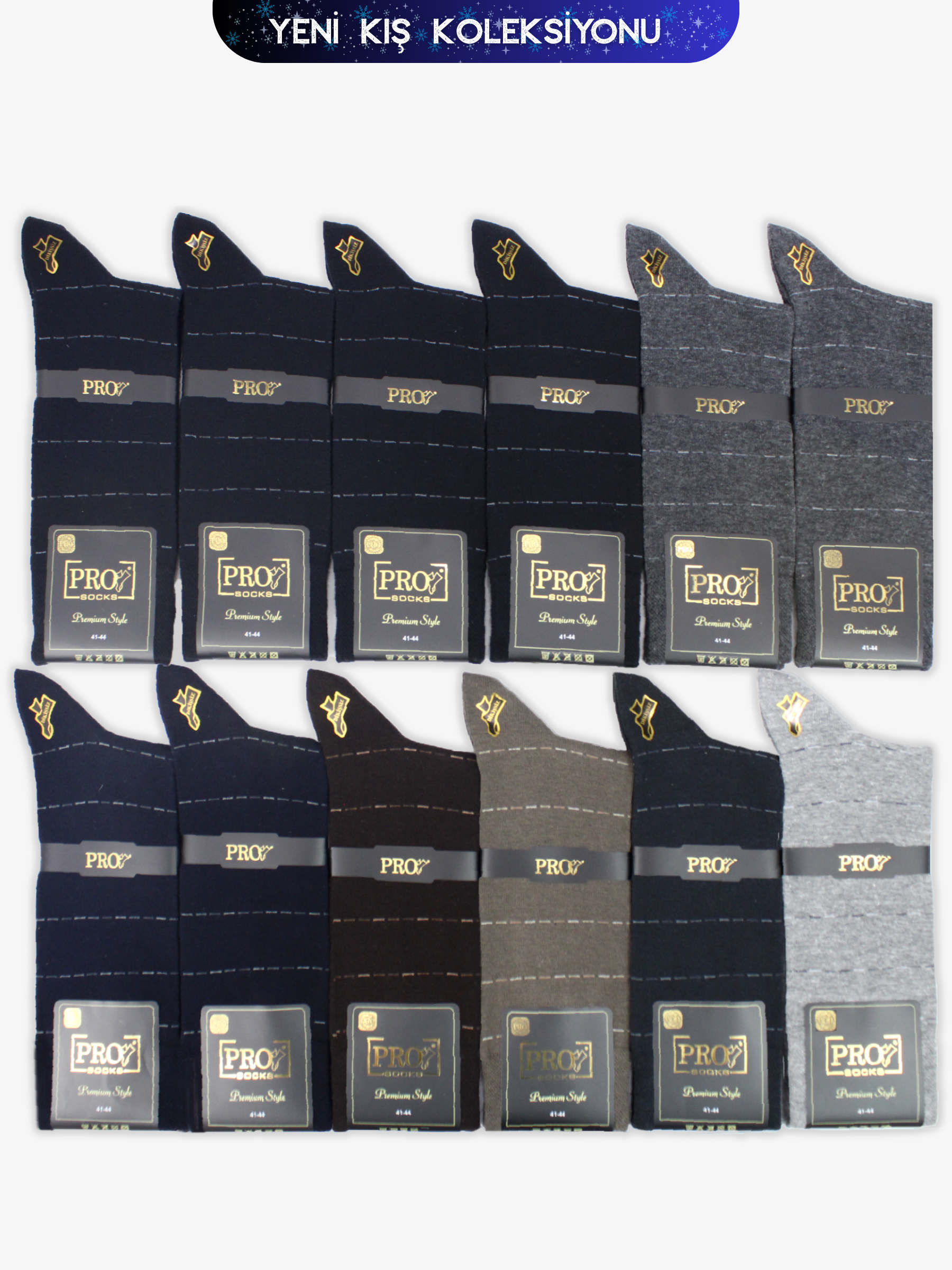 15658PRO FABRİKABaşkale Penye Kışlık Pamuklu Rahat Erkek Çorabı 12'li