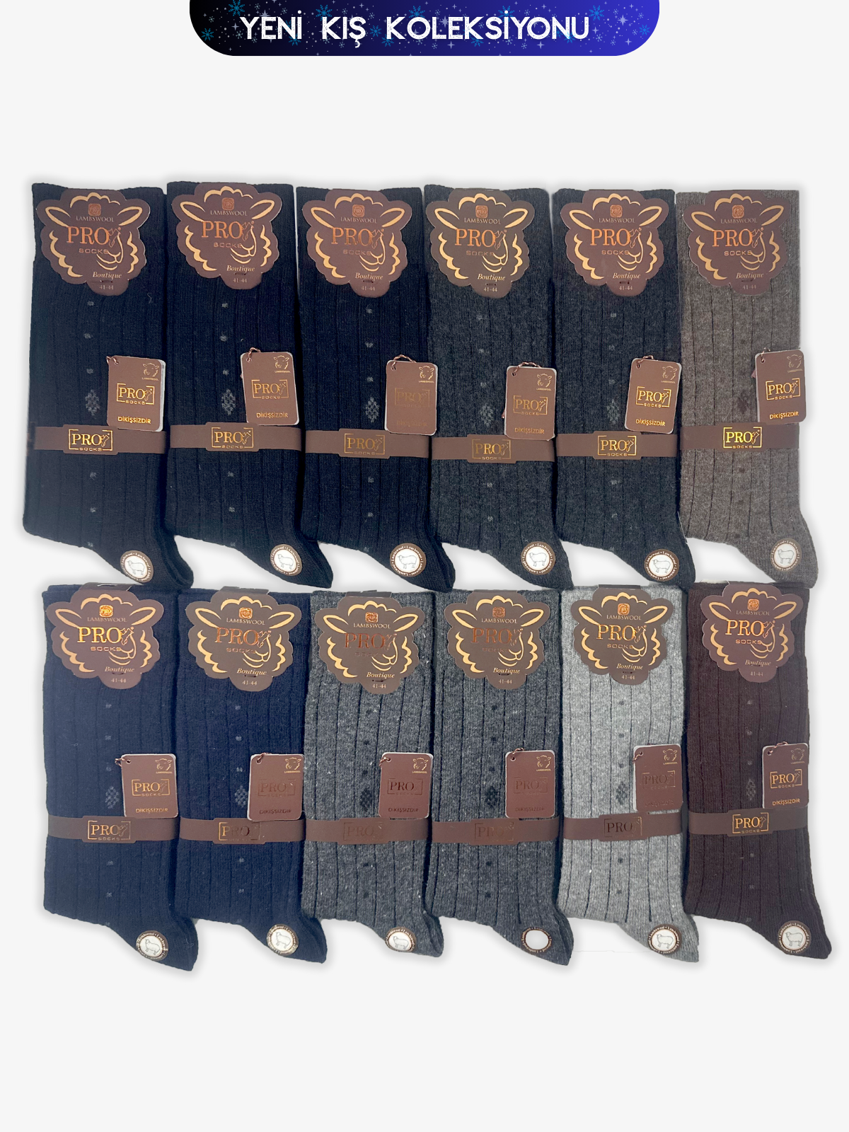 13639PRO FABRİKABektaş Lamswool Kışlık Soket Rahat Erkek 12'li Çorap
