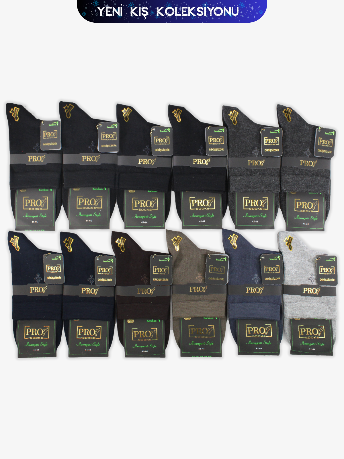 17457PRO FABRİKABucak Bamboo Kışlık Kısakonç Rahat Erkek 12'li Çorap