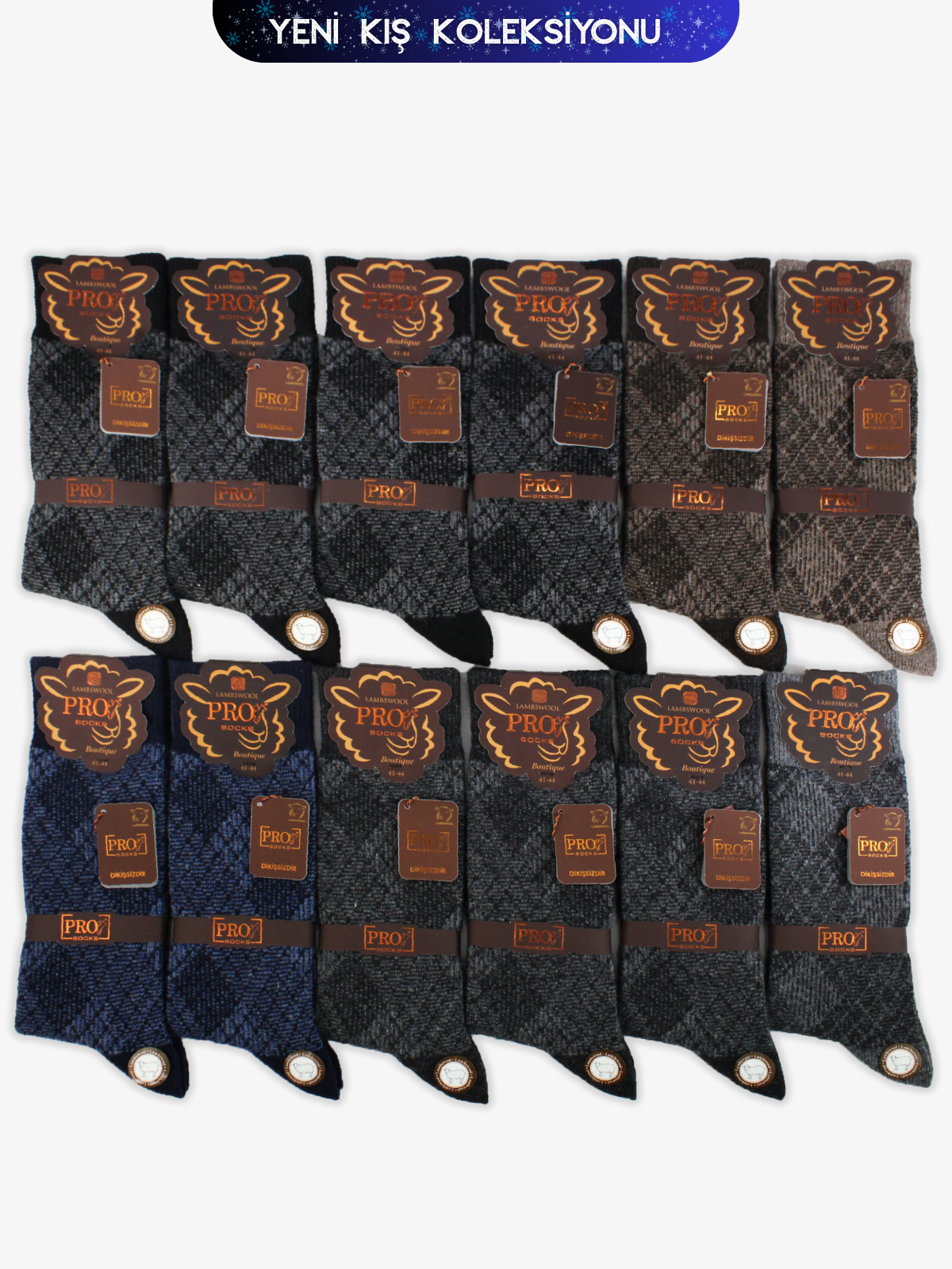 13644PRO FABRİKABurucek Lamswool Kışlık Soket Rahat Erkek 12'li Çorap