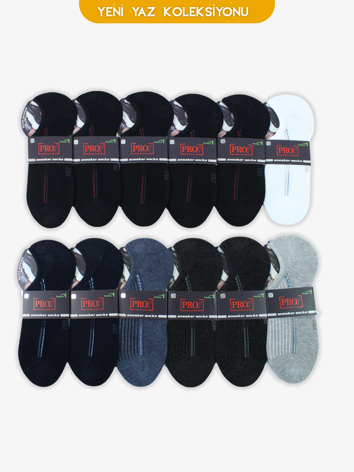 10796PRO FABRİKACortez Bamboo Sneakers Yazlık Pamuklu Rahat Erkek Çorabı 12'li
