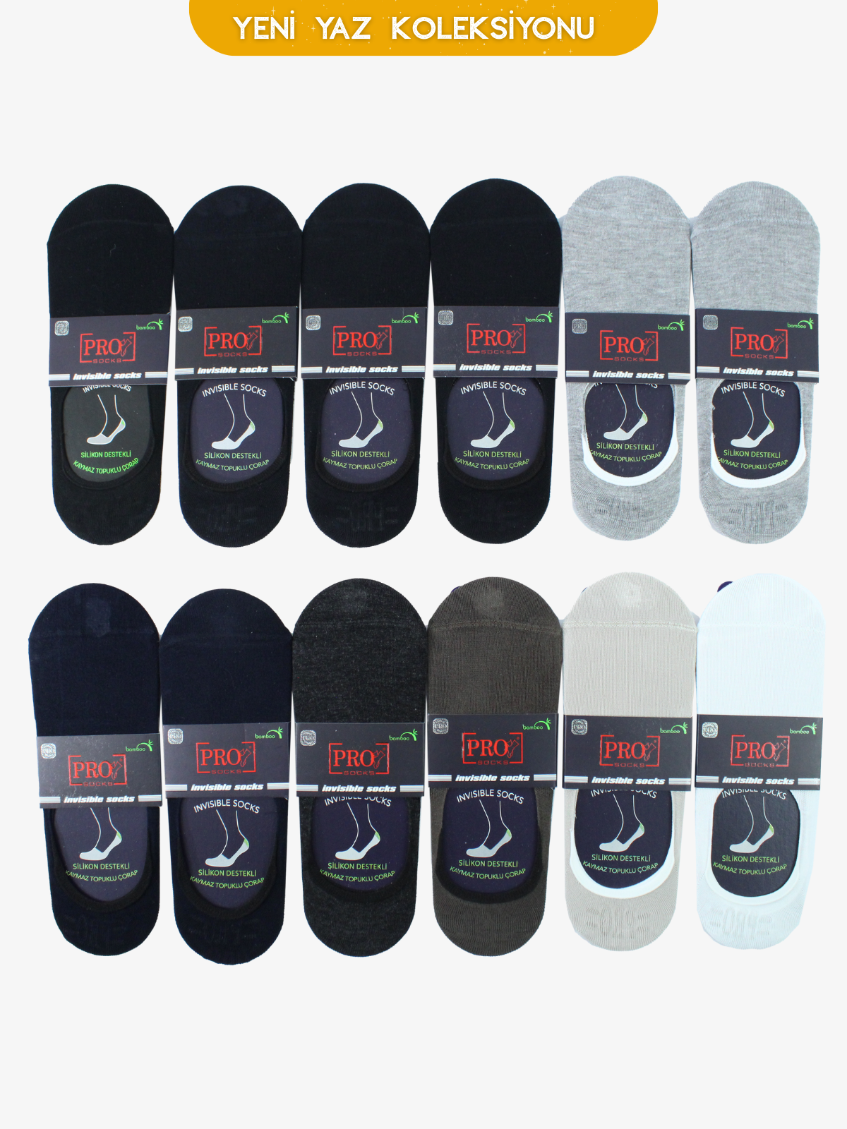 10700PRO FABRİKADüz Bamboo Babet Yazlık Pamuklu Rahat Erkek Çorabı 12'li