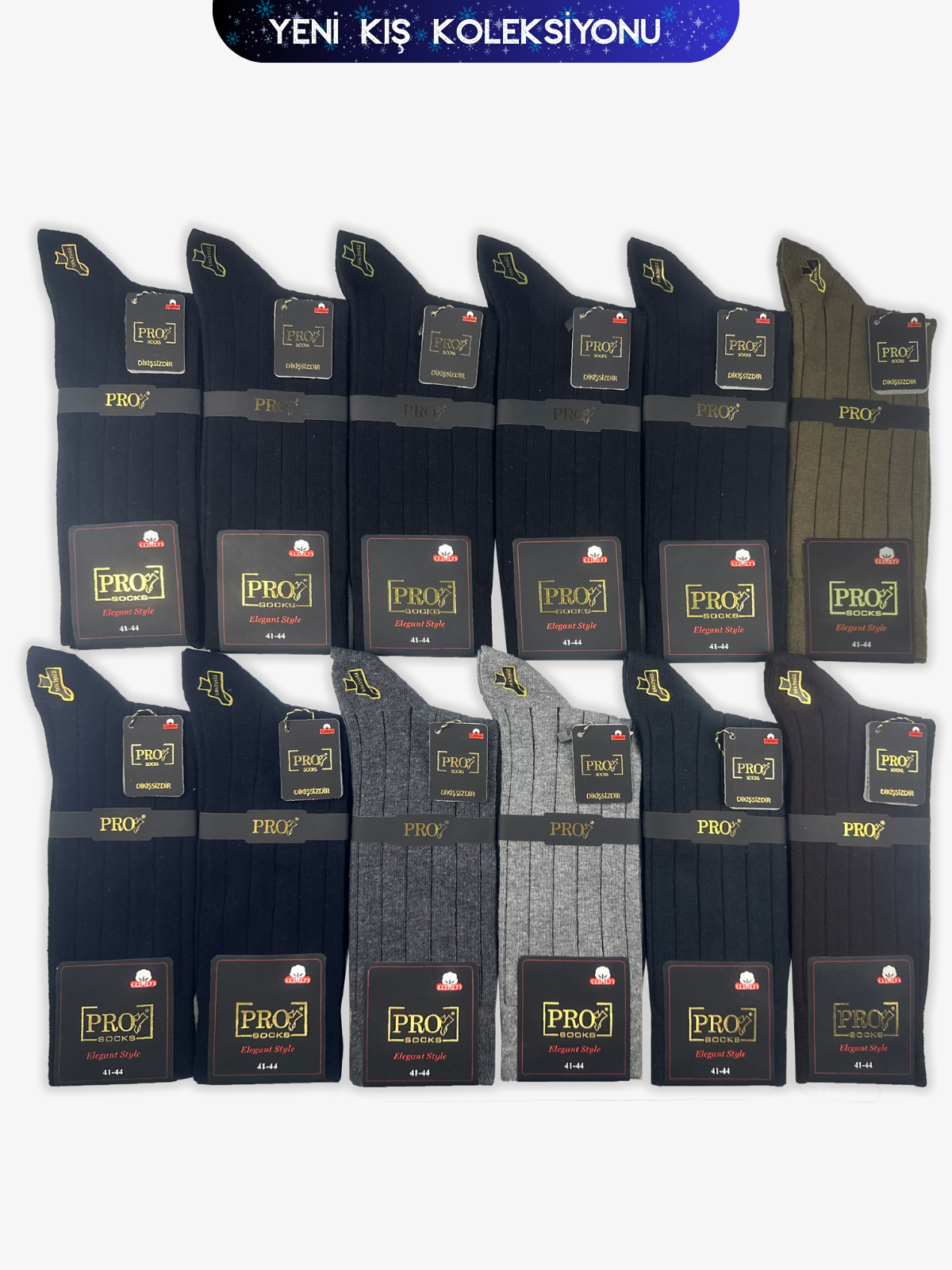 16655PRO FABRİKAElhamra Compact Pamuk Kışlık Soket Rahat  Erkek 12'li Çorap