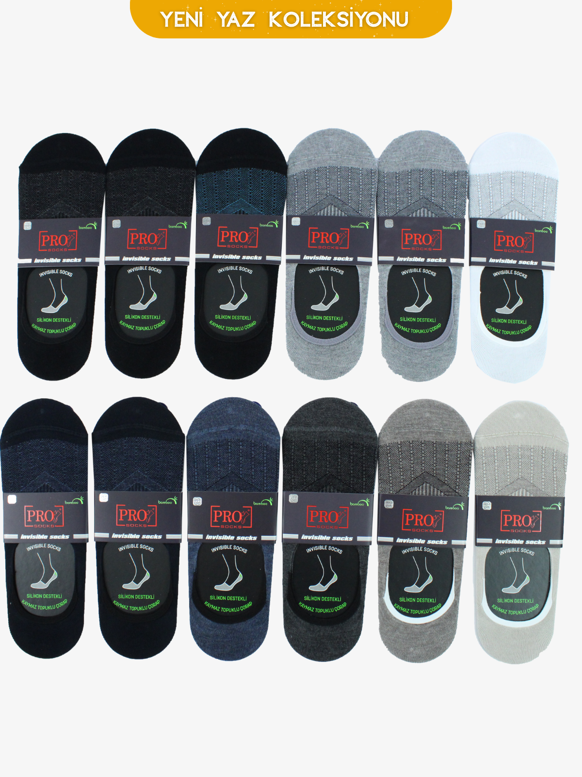 10740PRO FABRİKAEnergy Bamboo Babet Yazlık Pamuklu Rahat Erkek Çorabı 12'li