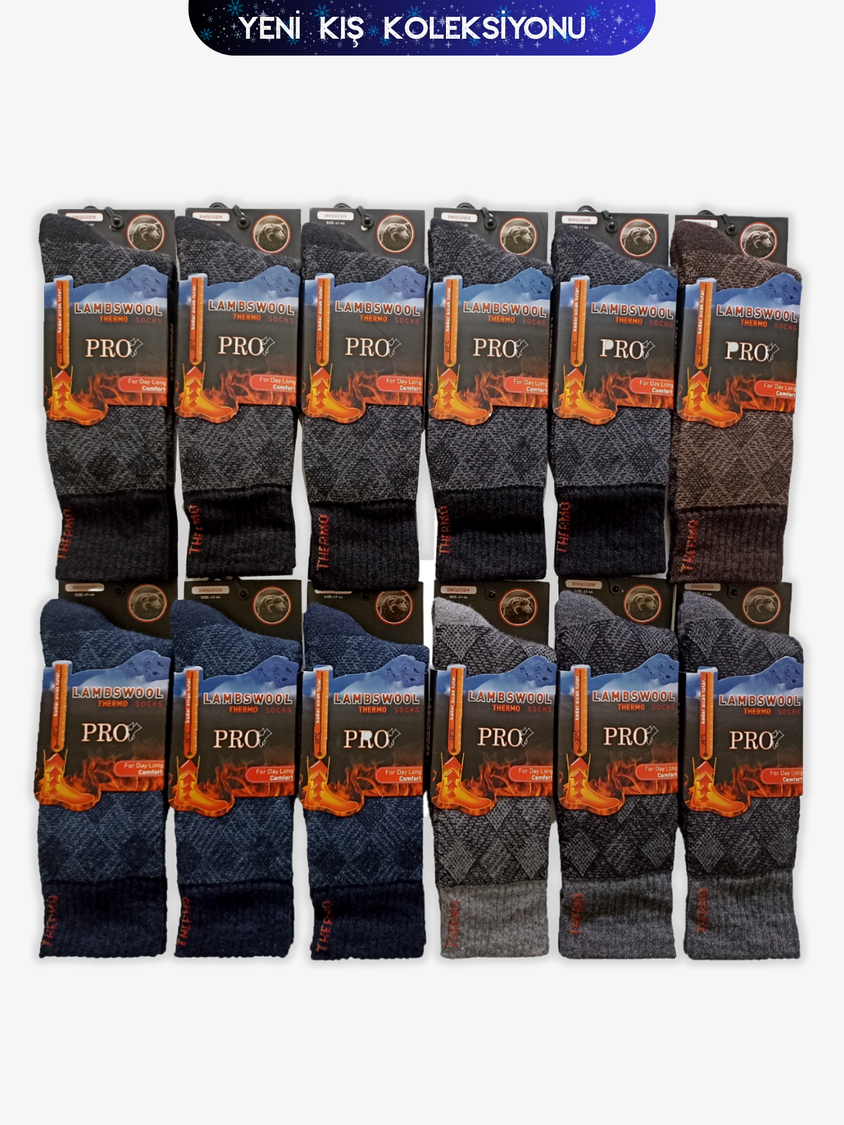 13905PRO FABRİKAEskimo Havlu Lamswool Kışlık Soket Rahat Erkek 12'li Çorap