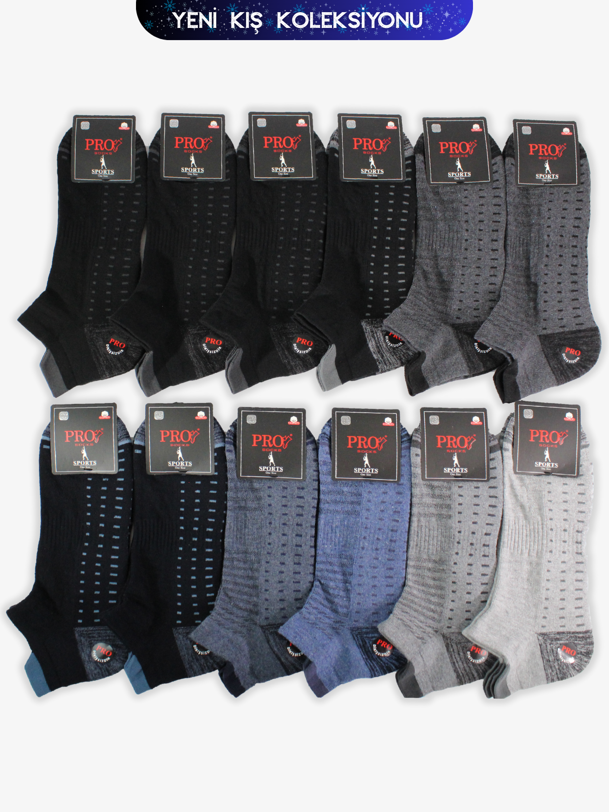 14024PRO FABRİKAExcıtıng Havlu Kışlık Patik Rahat Erkek 12'li Çorap