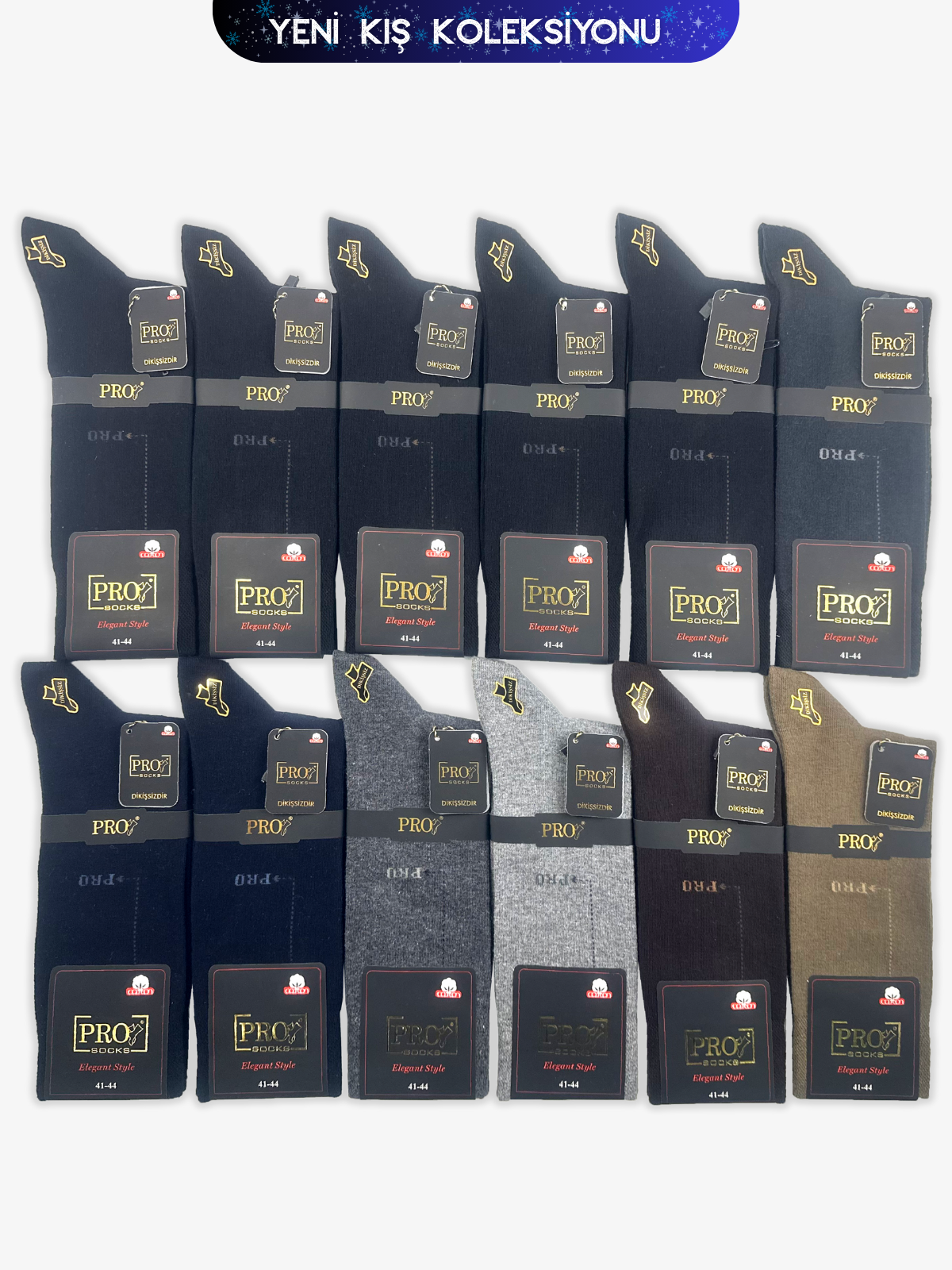 16656PRO FABRİKAEyfel Compact Pamuk Kışlık Soket Rahat  Erkek 12'li Çorap