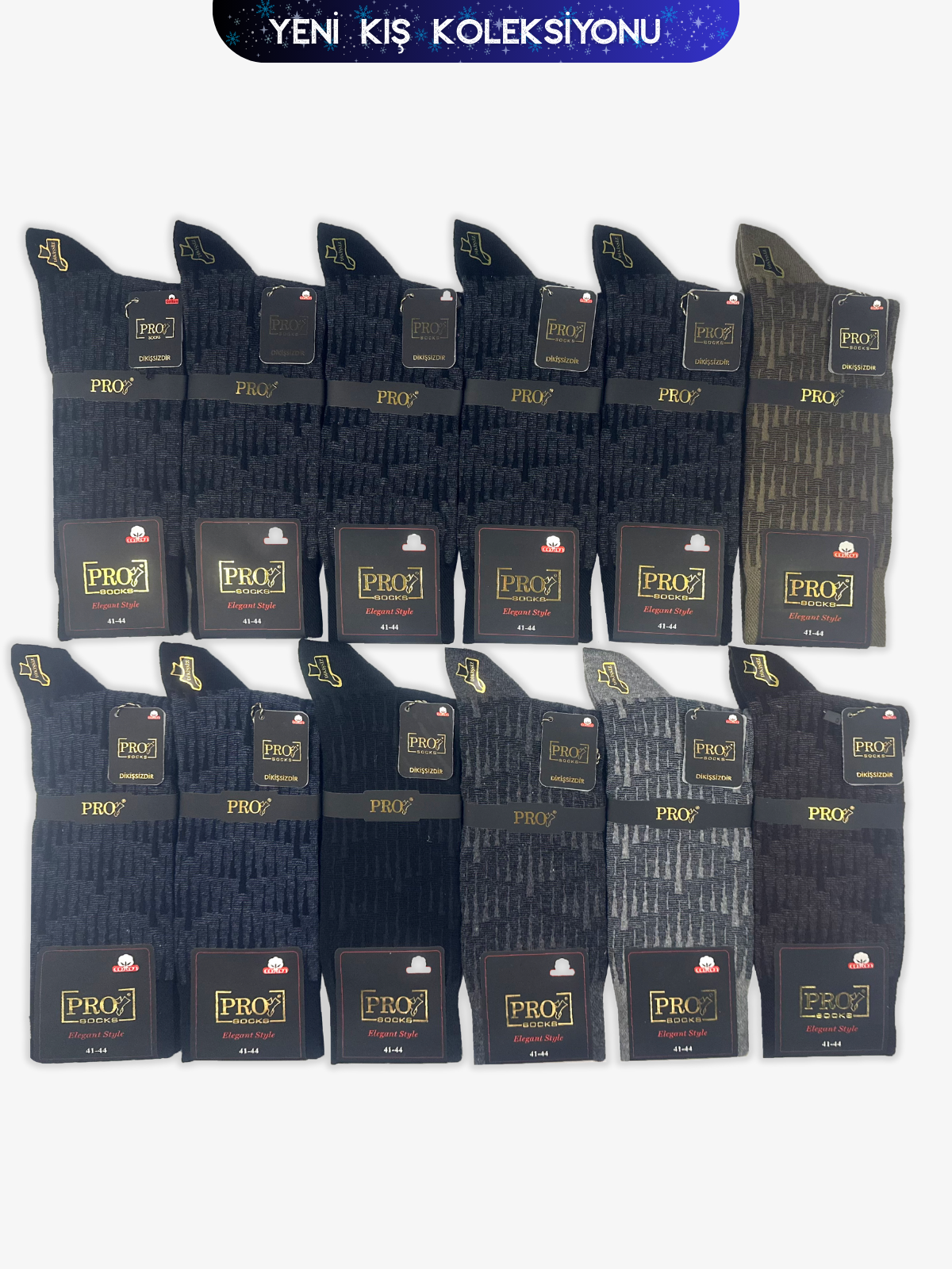 16659PRO FABRİKAGize Compact Pamuk Kışlık Soket Rahat  Erkek 12'li Çorap