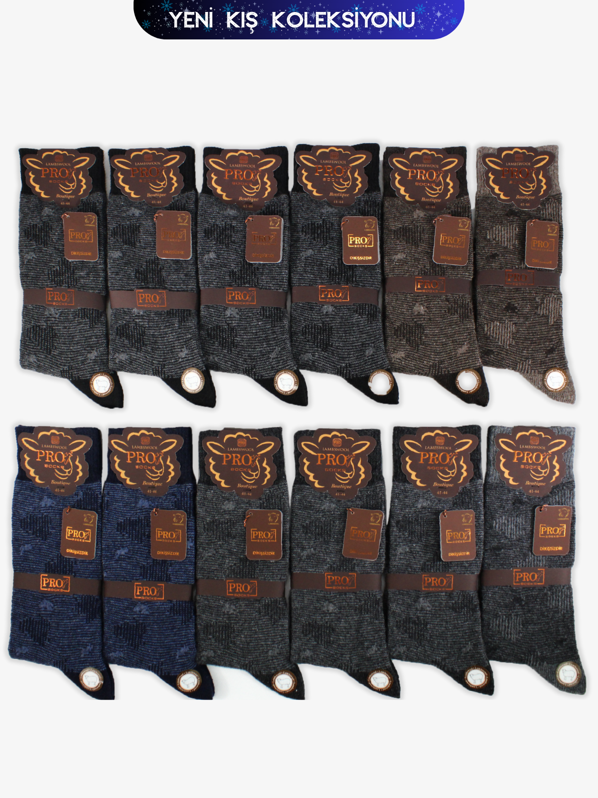 13645PRO FABRİKAGökbel Lamswool Kışlık Soket Rahat Erkek 12'li Çorap