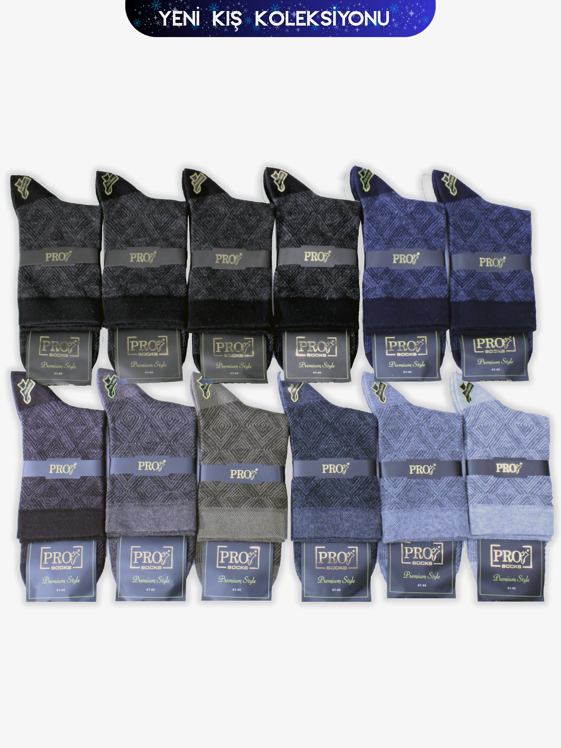 15453PRO FABRİKAGönen Penye Pamuk Kışlık Kısakonç Rahat  Erkek 12'li Çorap