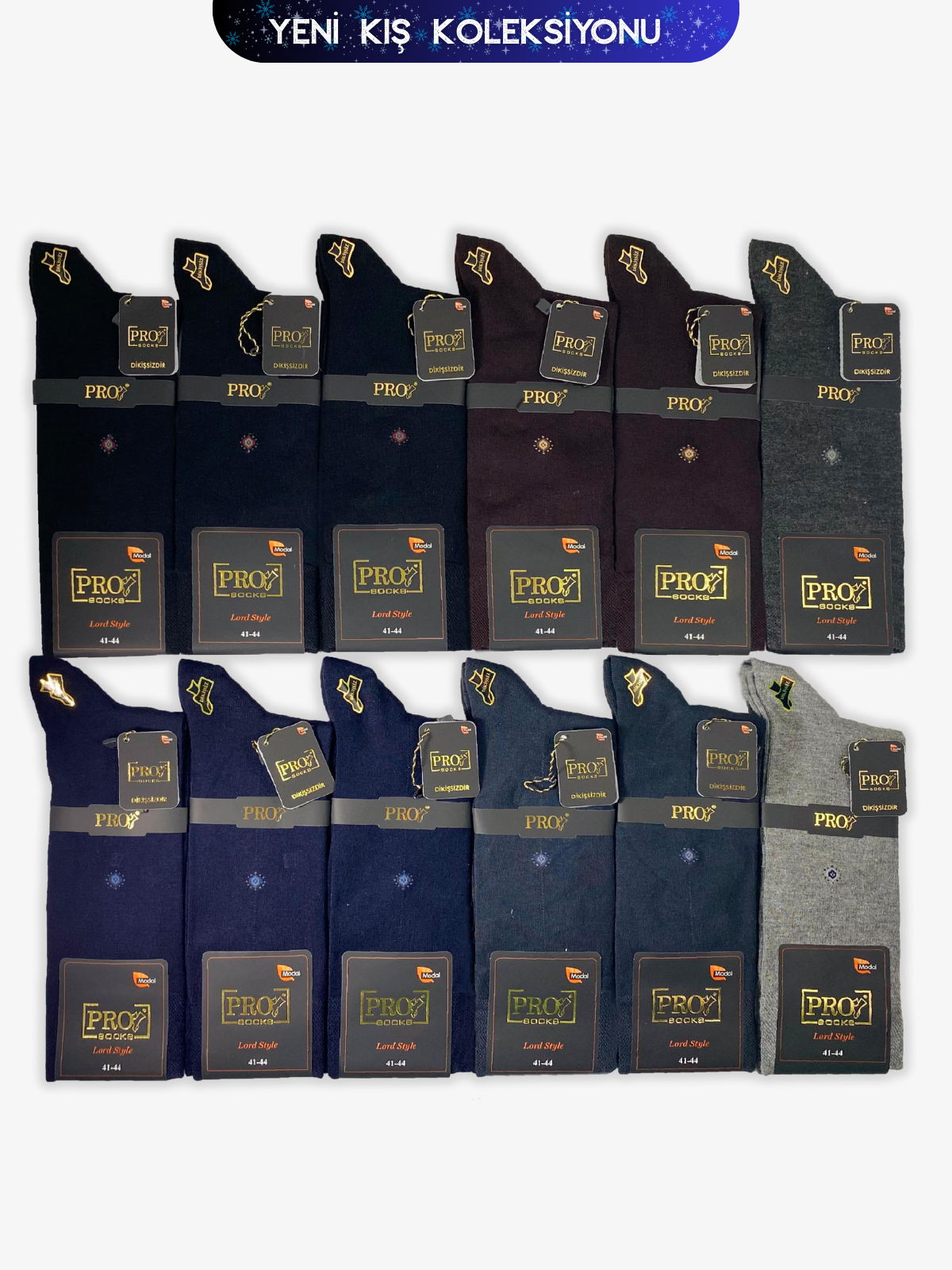 18641PRO FABRİKAHara Modal Kışlık Soket Rahat Erkek 12'li Çorap