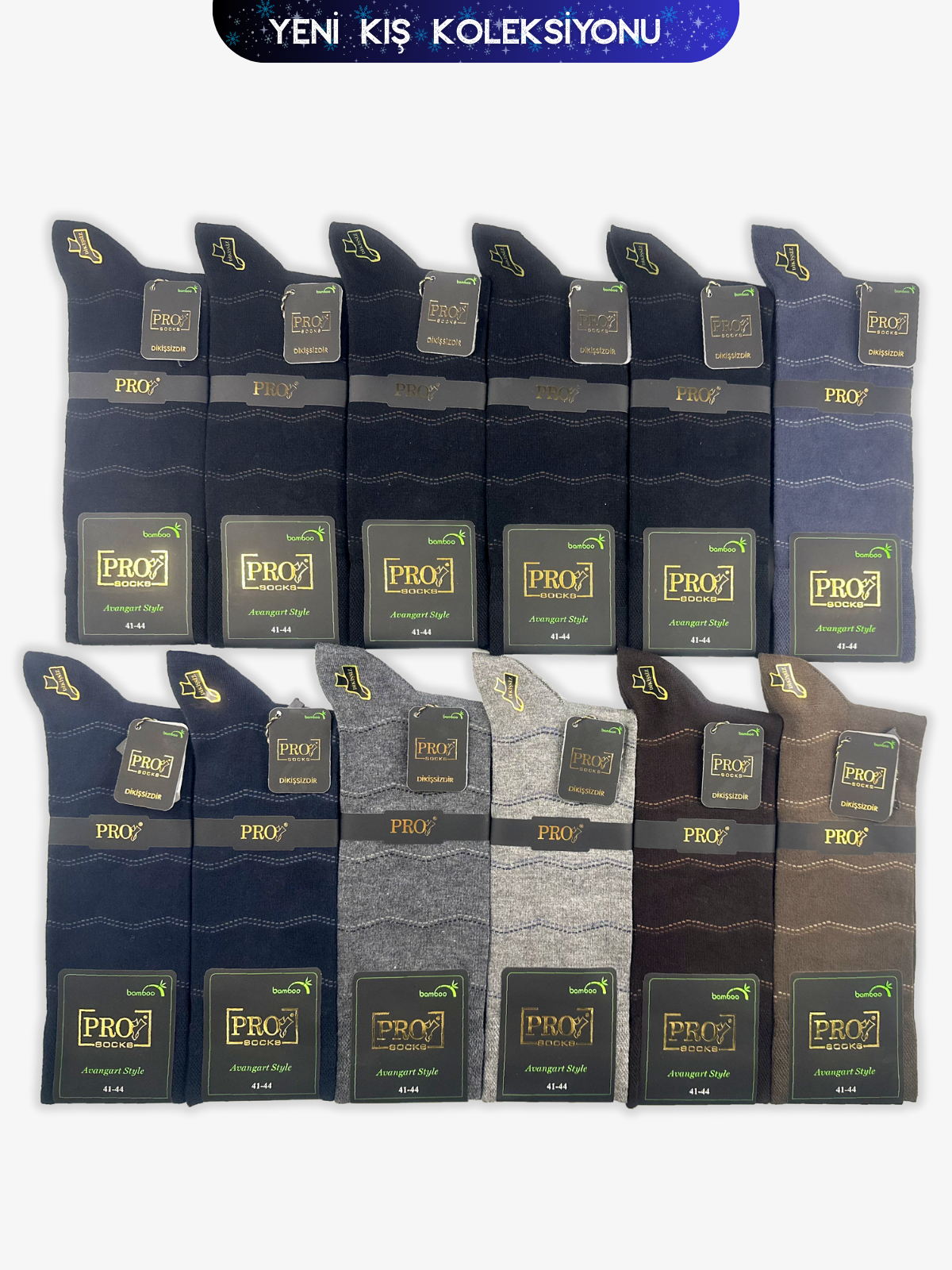 17667PRO FABRİKAHarzemşah Bamboo Kışlık Soket Rahat Erkek 12'li Çorap