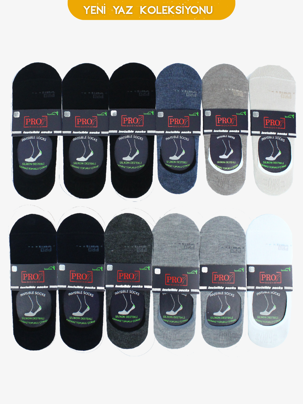 10743PRO FABRİKAHonar Bamboo Babet Yazlık Pamuklu Rahat Erkek Çorabı 12'li