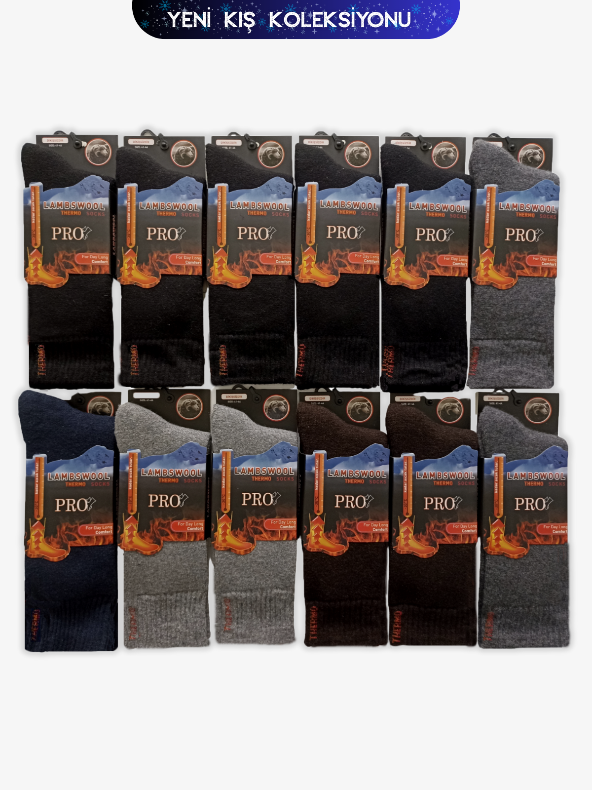 13901PRO FABRİKAİglo Havlu Lamswool Kışlık Soket Rahat Erkek 12'li Çorap
