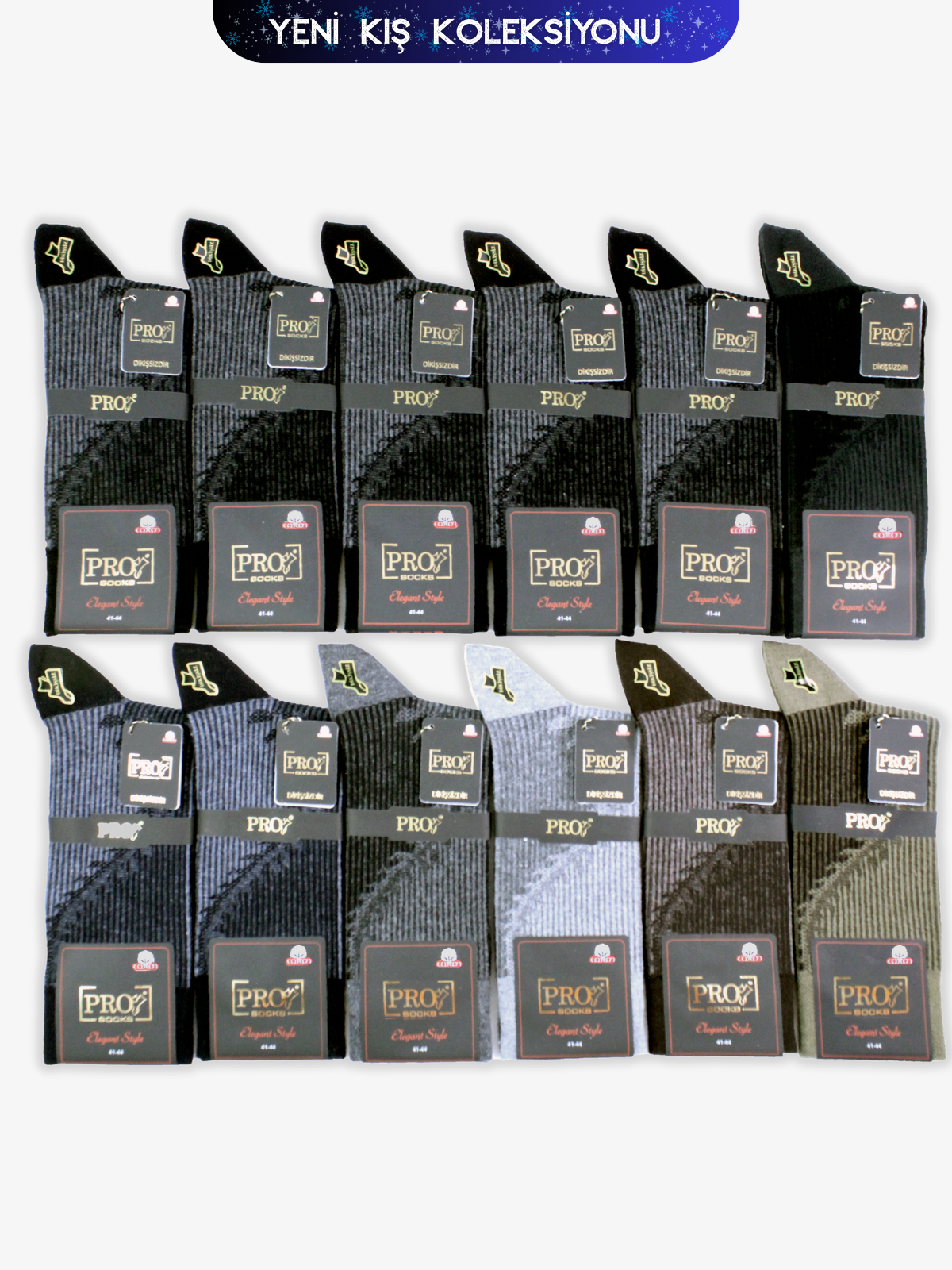 16664PRO FABRİKAIhlara Compact Pamuk Kışlık Soket Rahat  Erkek 12'li Çorap