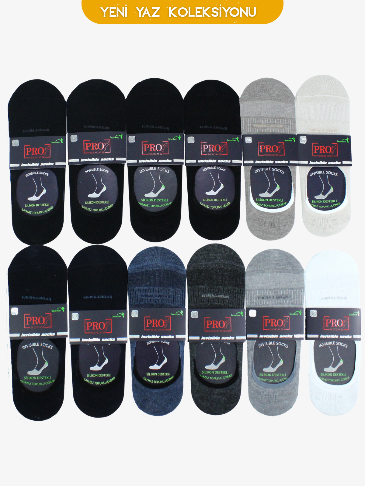 10744PRO FABRİKAInspıred Bamboo Babet Yazlık Pamuklu Rahat Erkek Çorabı 12'li