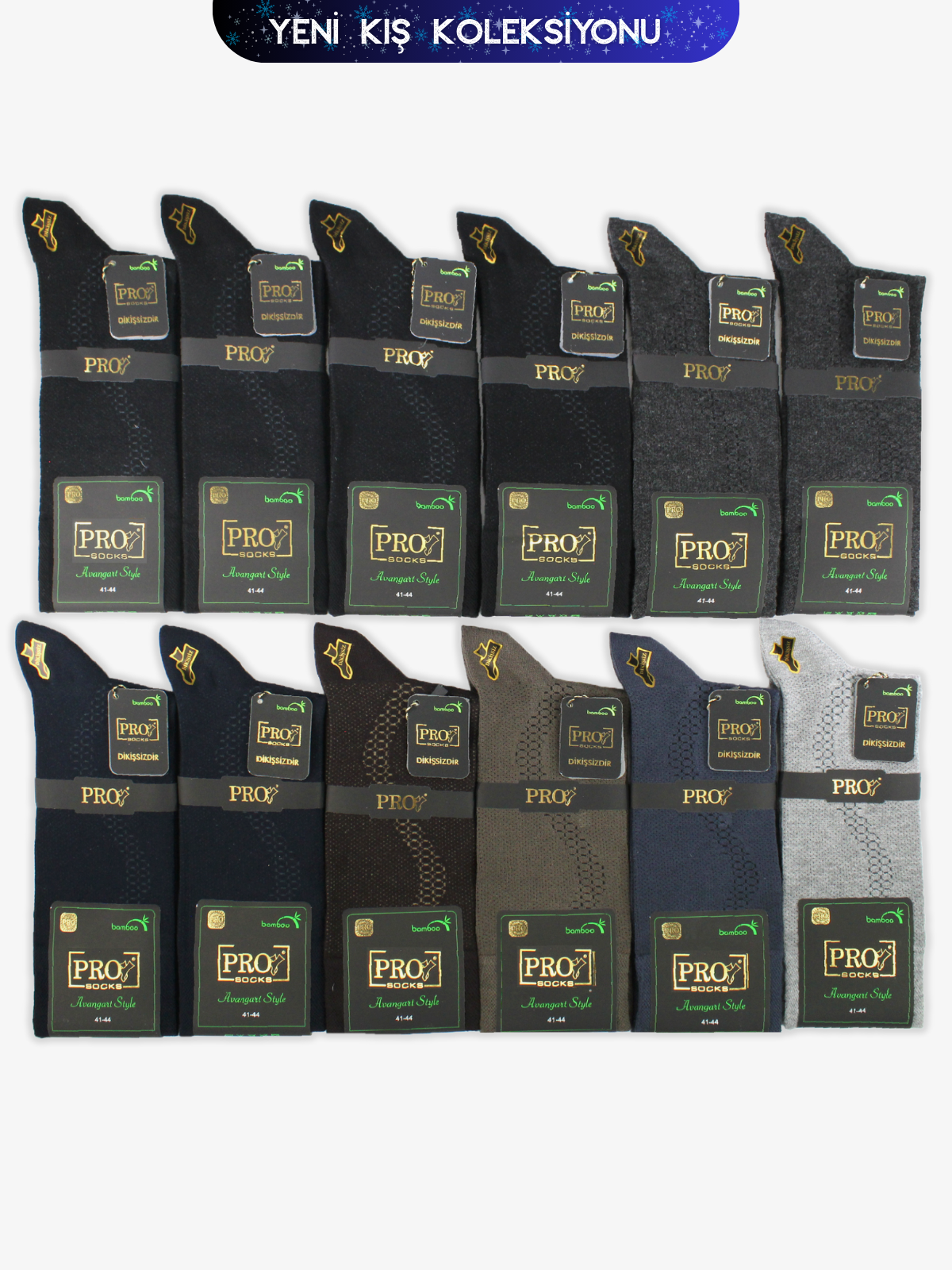 17677PRO FABRİKAKaçar Bamboo Kışlık Soket Rahat Erkek 12'li Çorap