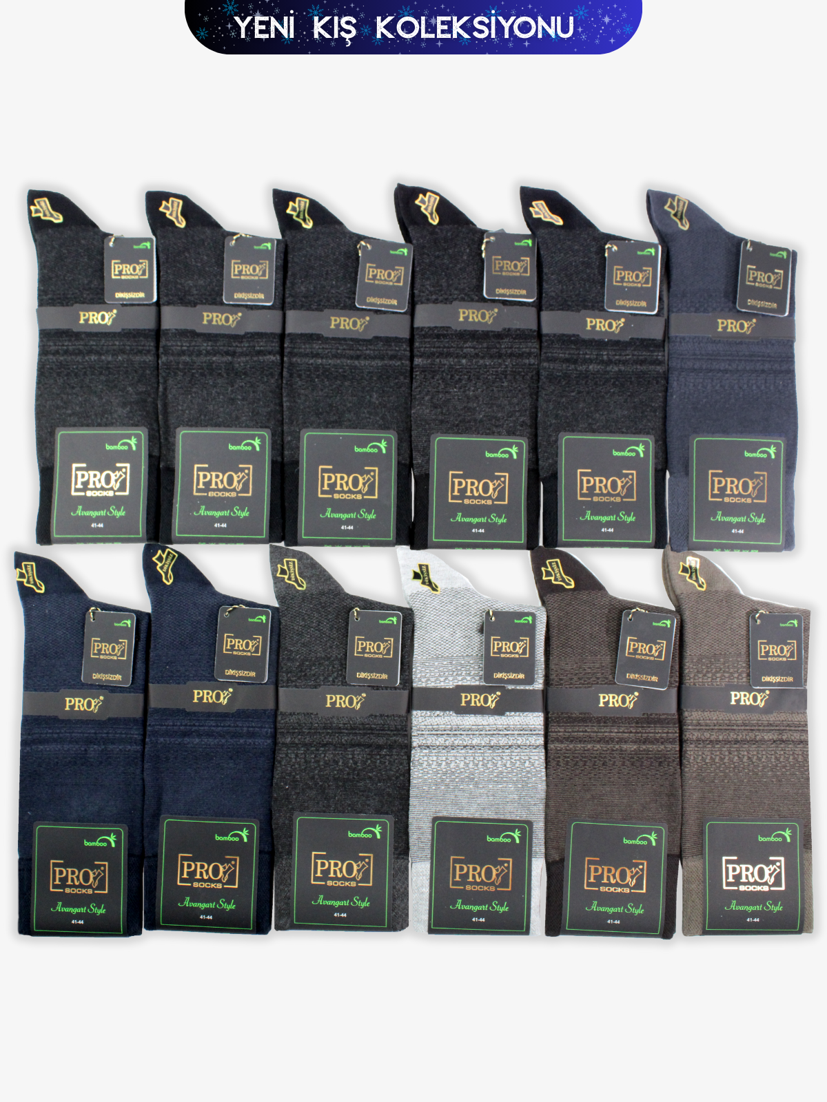 17673PRO FABRİKAKahire Bamboo Kışlık Soket Rahat Erkek 12'li Çorap