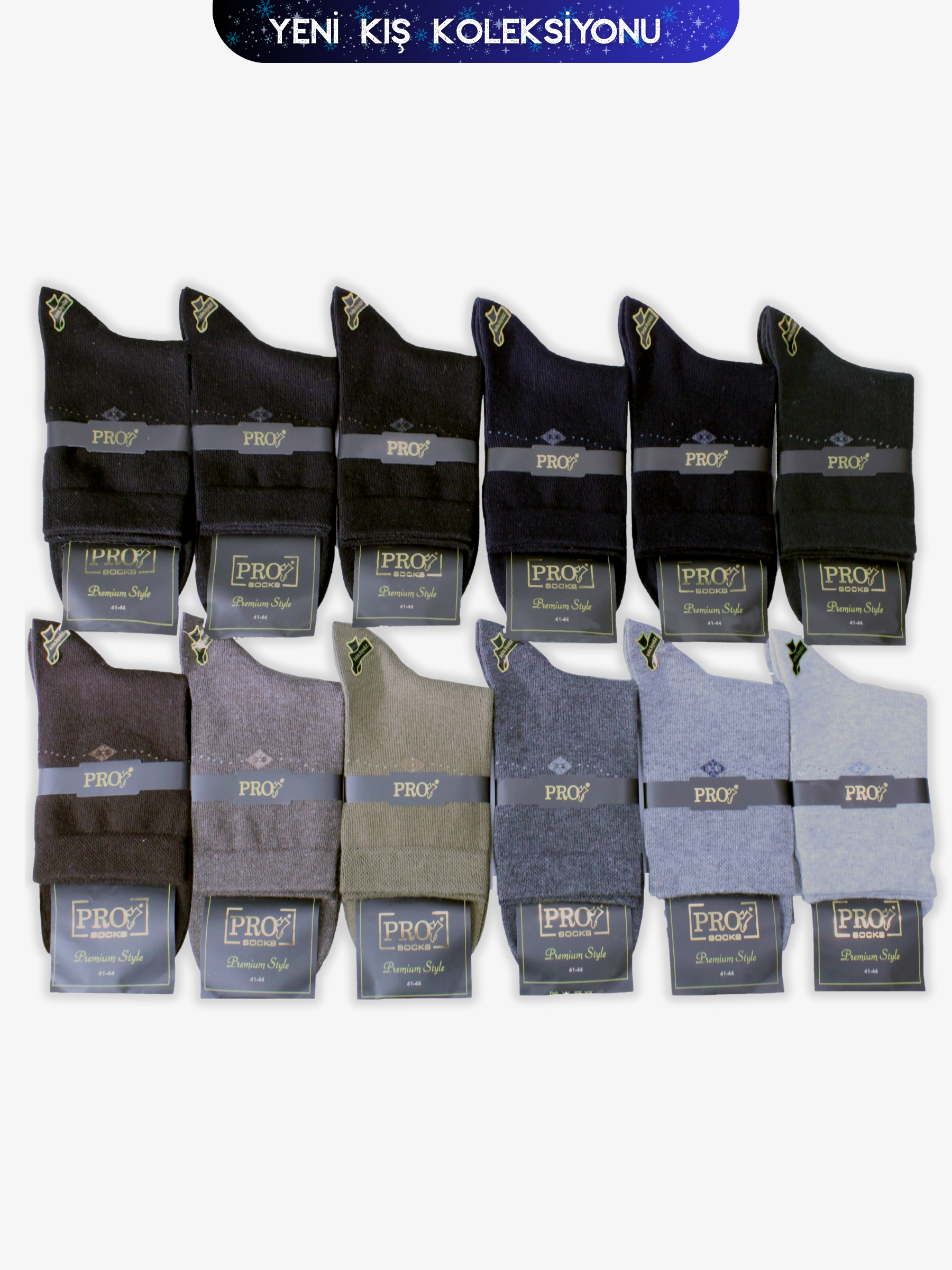 15452PRO FABRİKAKalecik Penye Pamuk Kışlık Kısakonç Rahat  Erkek 12'li Çorap