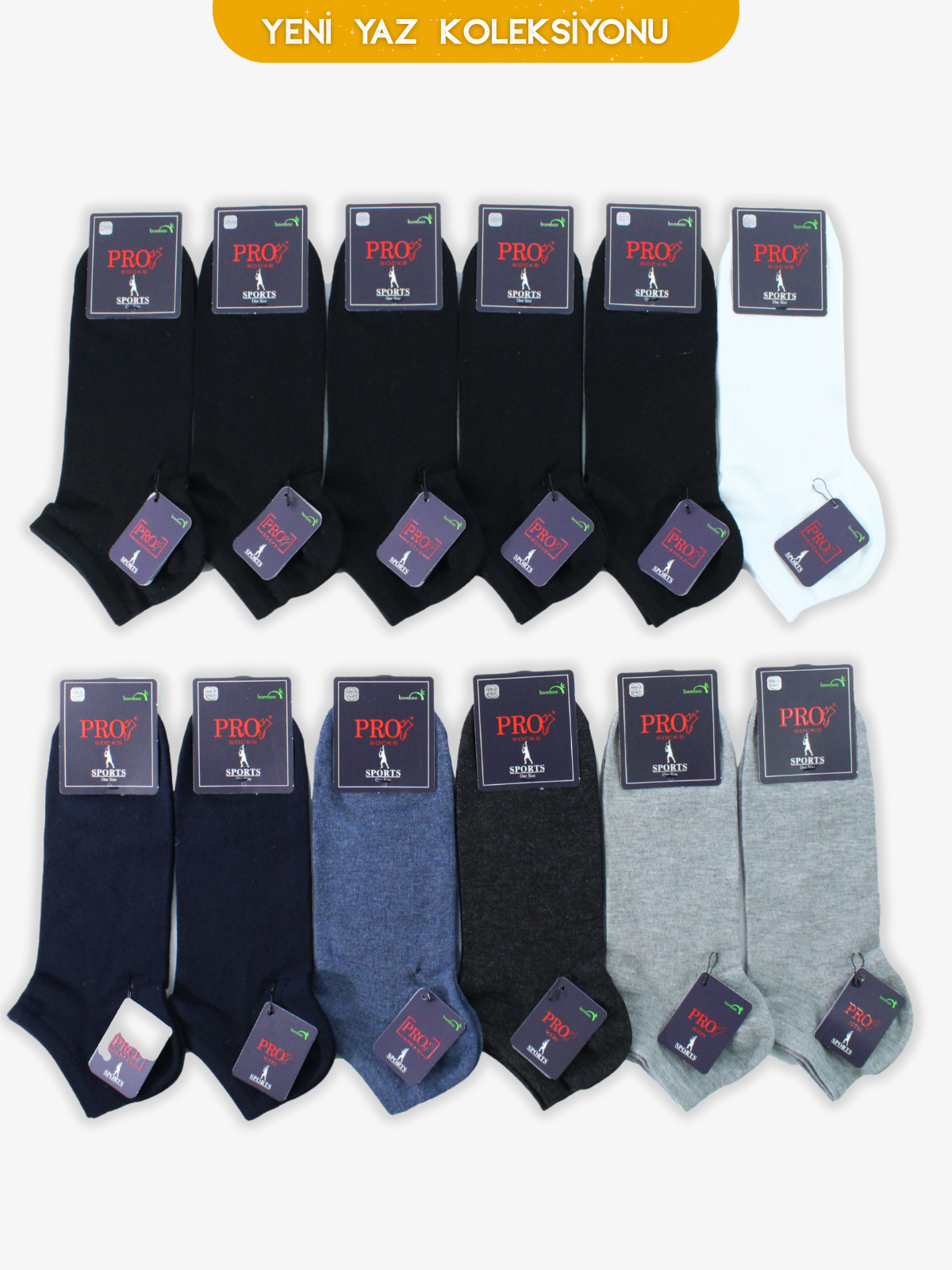 10842PRO FABRİKAKali Bamboo Patik Yazlık Pamuklu Rahat Erkek Çorabı 12'li