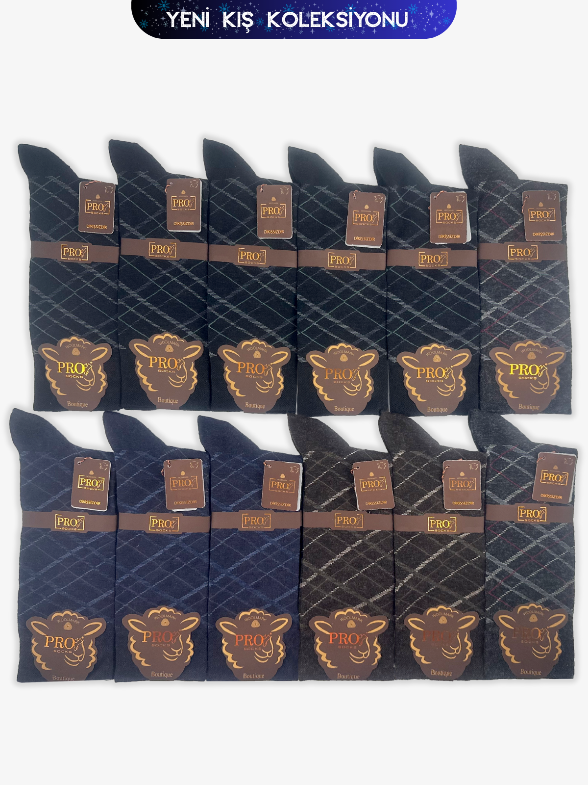12618PRO FABRİKAKaracabey İnce Yün Kışlık Soket Rahat Erkek 12'li Çorap