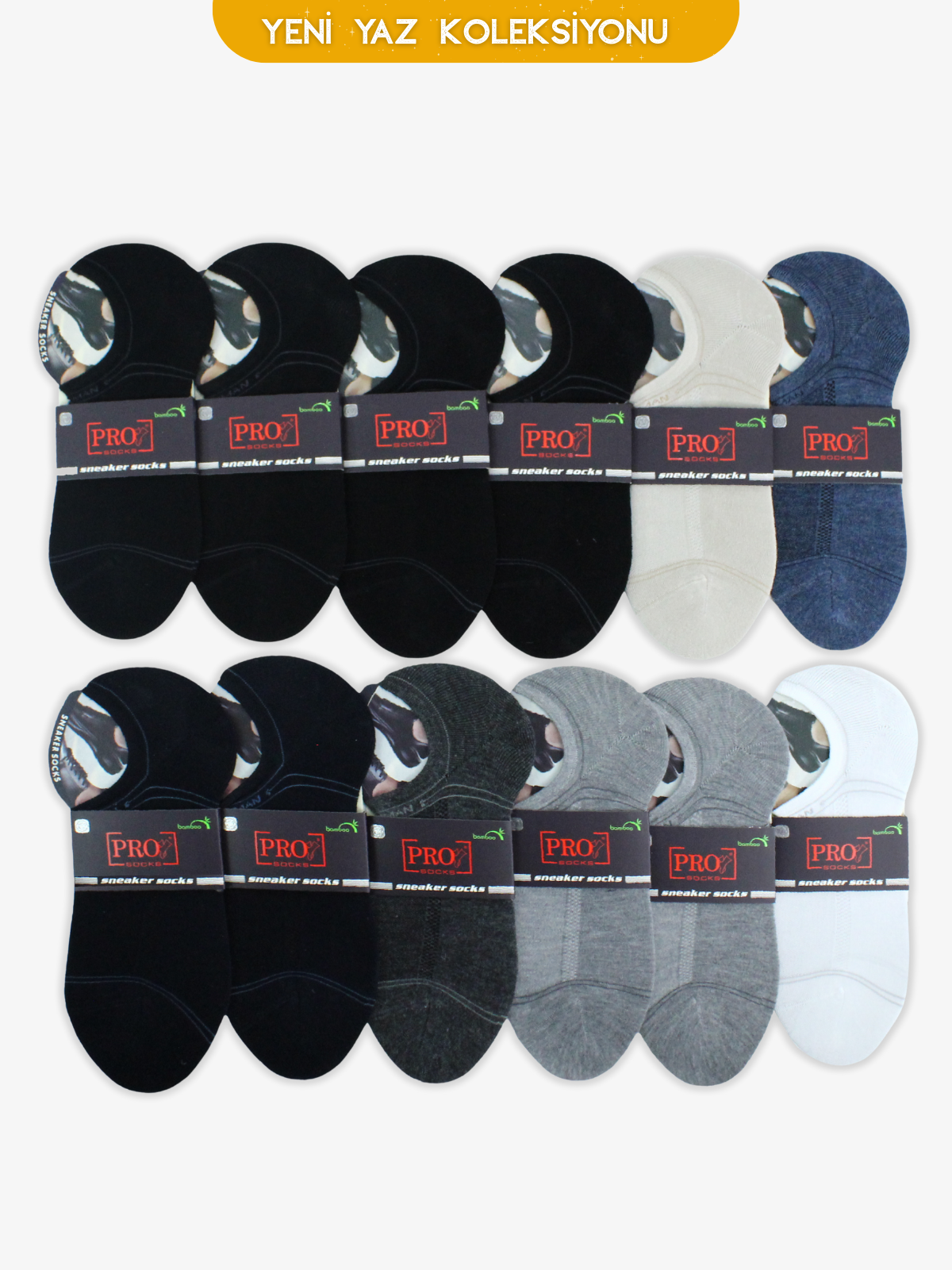 10777PRO FABRİKAKarayıp Bamboo Sneakers Yazlık Pamuklu Rahat Erkek Çorabı 12'li