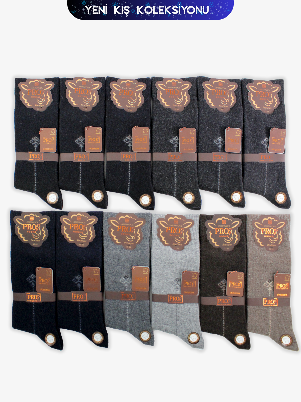 13643PRO FABRİKAKarçal Lamswool Kışlık Soket Rahat Erkek 12'li Çorap