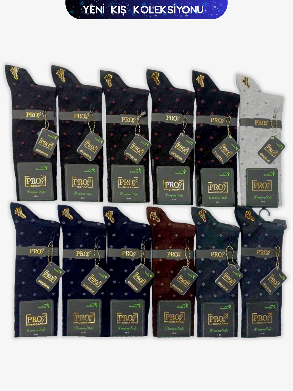 17650PRO FABRİKAKargın Bamboo Kışlık Soket Rahat Erkek 12'li Çorap