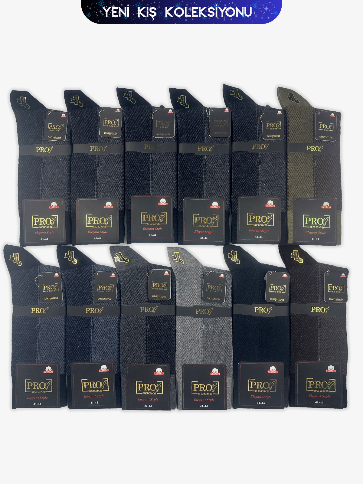 16660PRO FABRİKAKarnak Compact Pamuk Kışlık Soket Rahat  Erkek 12'li Çorap