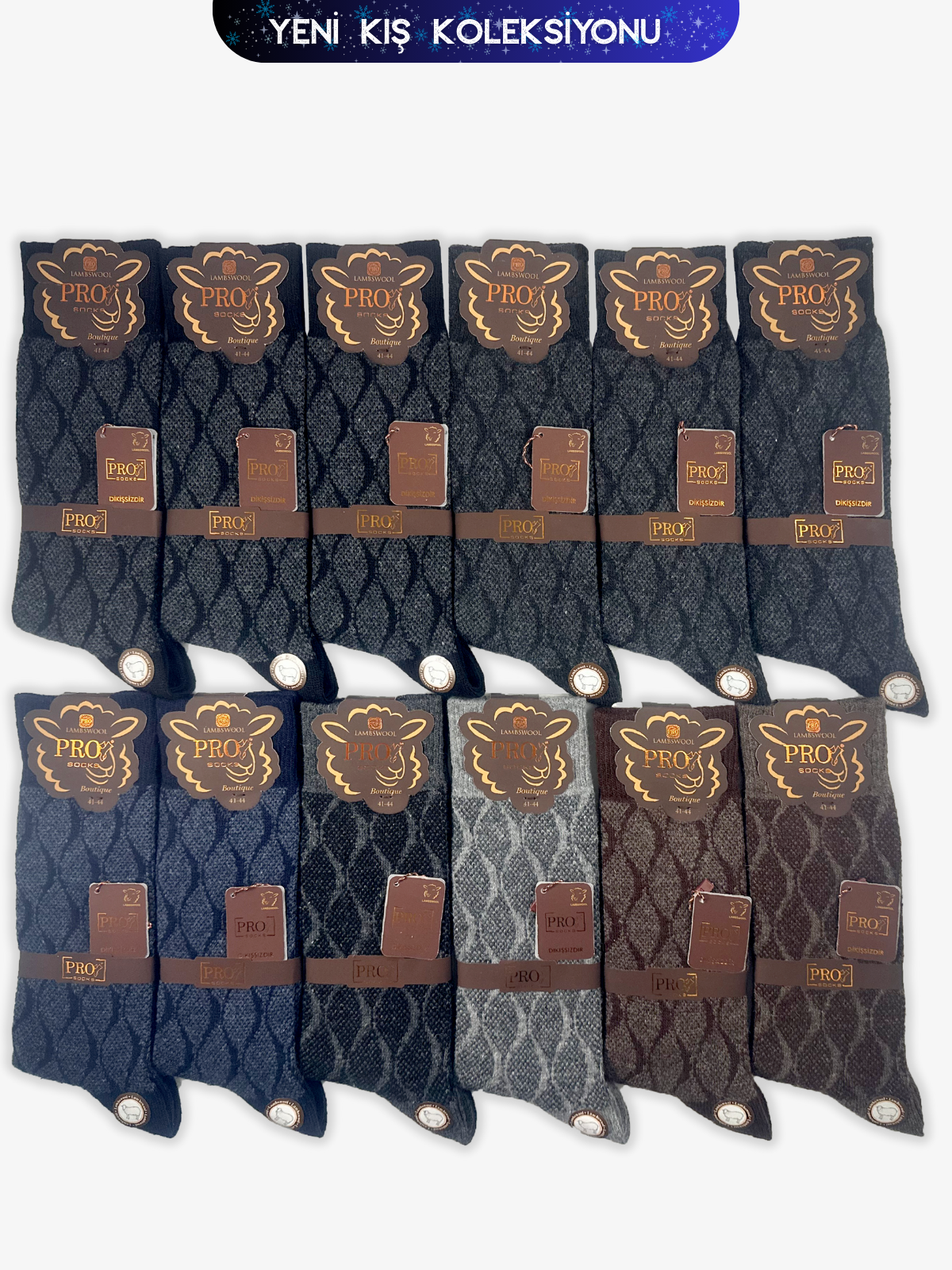13638PRO FABRİKAKartalkaya Lamswool Kışlık Soket Rahat Erkek 12'li Çorap