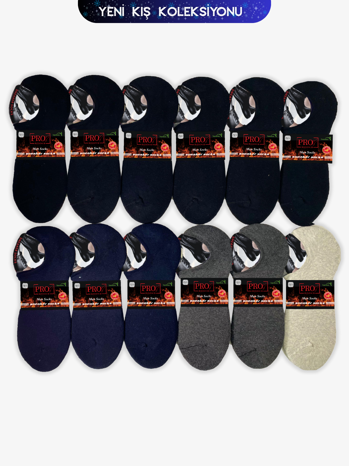 14911PRO FABRİKAKasırga Havlu Kışlık Sneakers Rahat Erkek 12'li Çorap