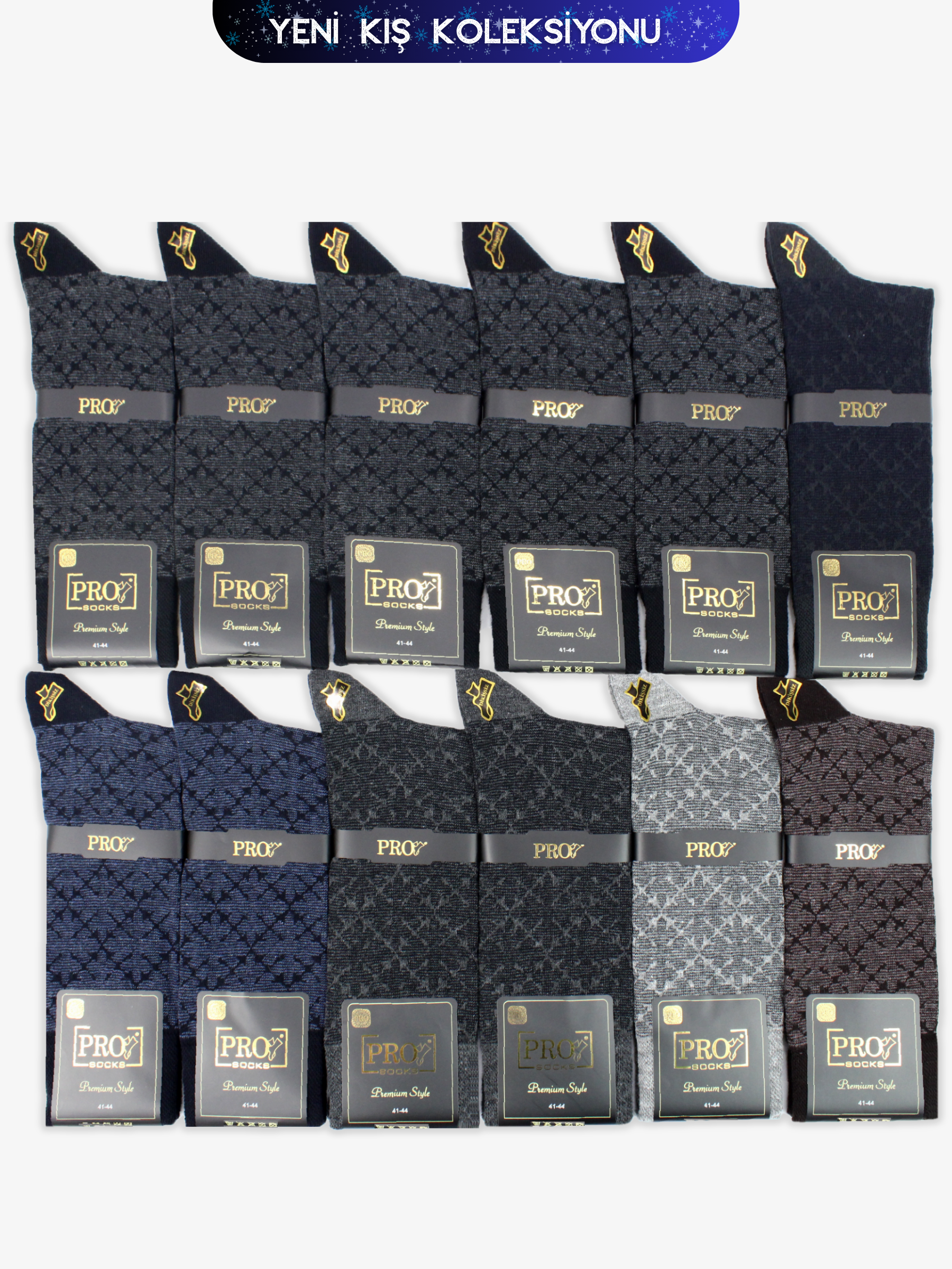 15659PRO FABRİKAKilis Penye Kışlık Pamuklu Rahat Erkek Çorabı 12'li
