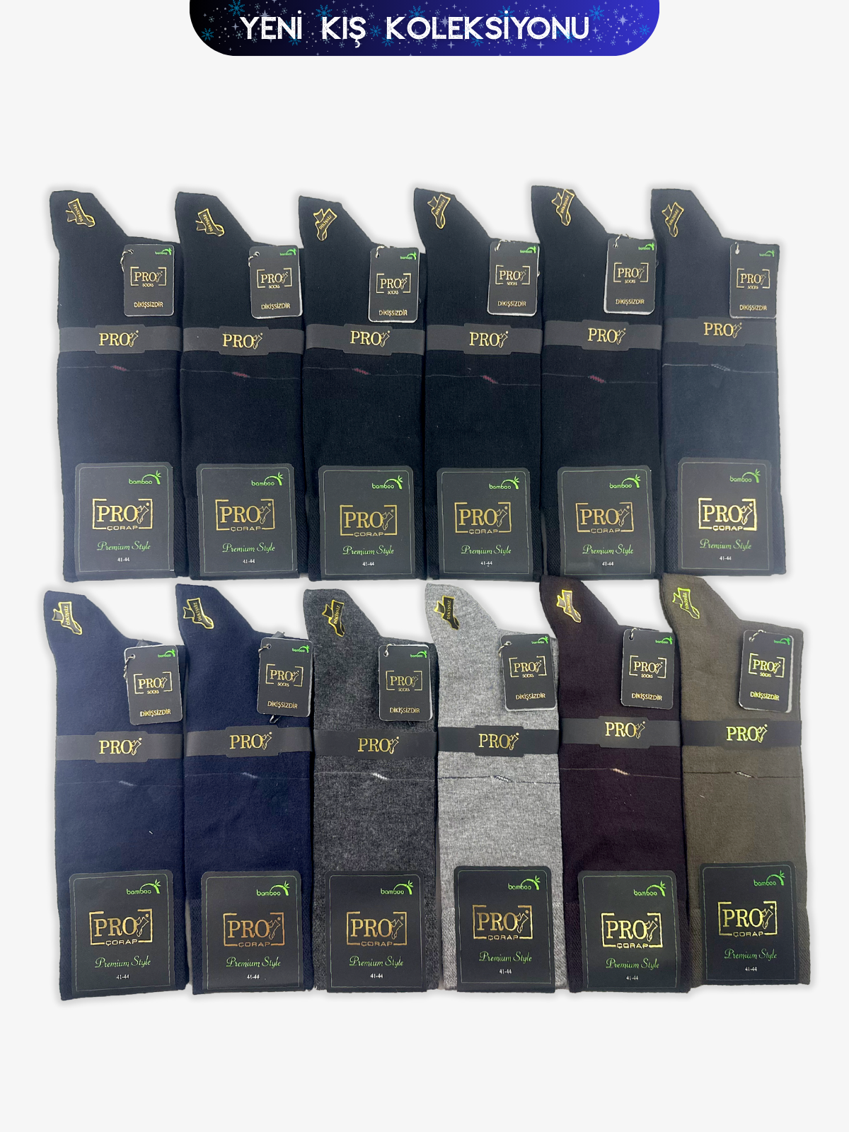 17660PRO FABRİKAKırman Bamboo Kışlık Soket Rahat Erkek 12'li Çorap