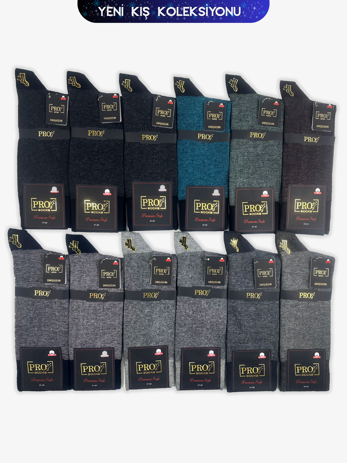 16625PRO FABRİKALakos Compact Pamuk Kışlık Soket Rahat  Erkek 12'li Çorap