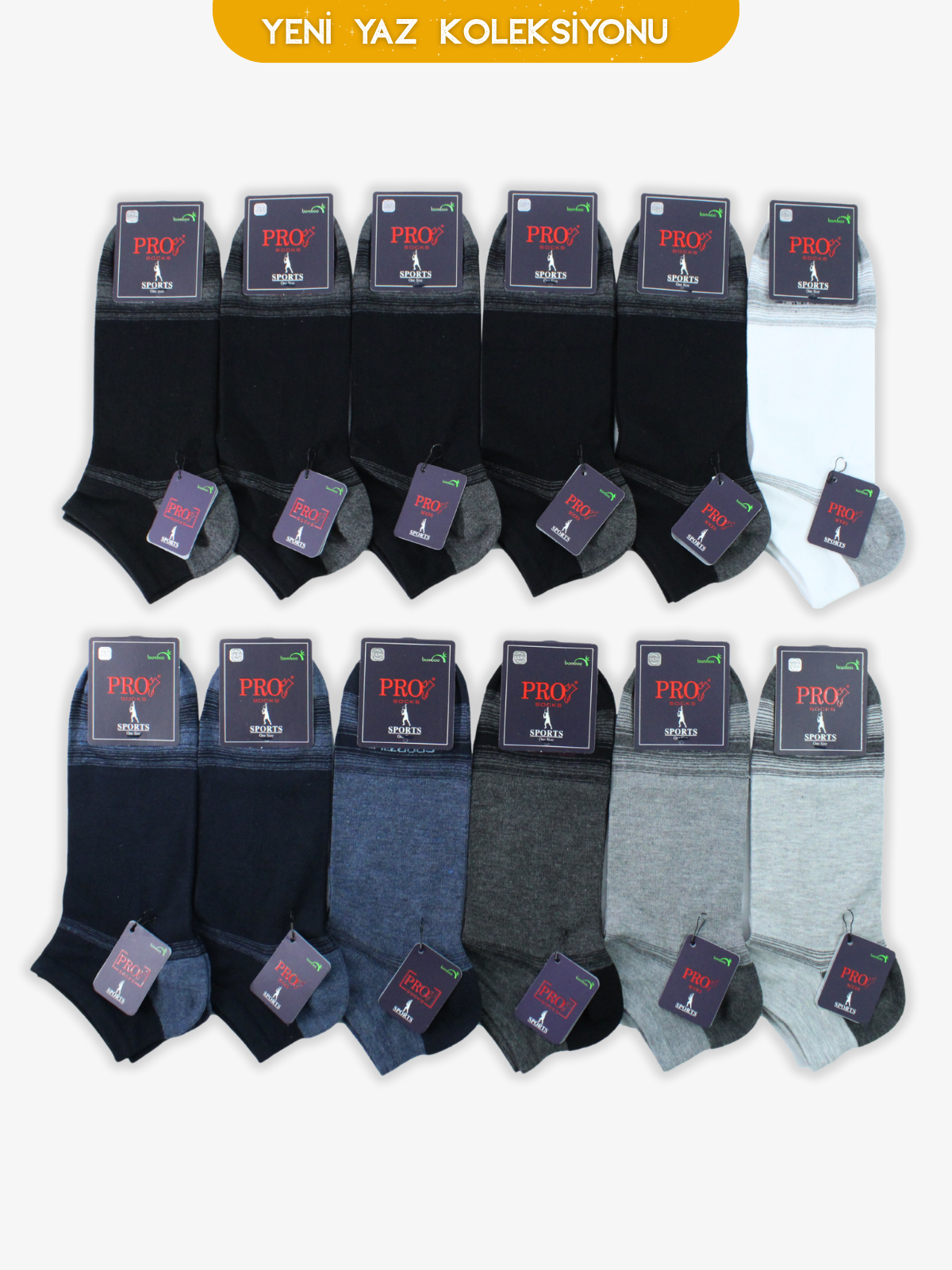 10845PRO FABRİKALakros Bamboo Patik Yazlık Pamuklu Rahat Erkek Çorabı 12'li