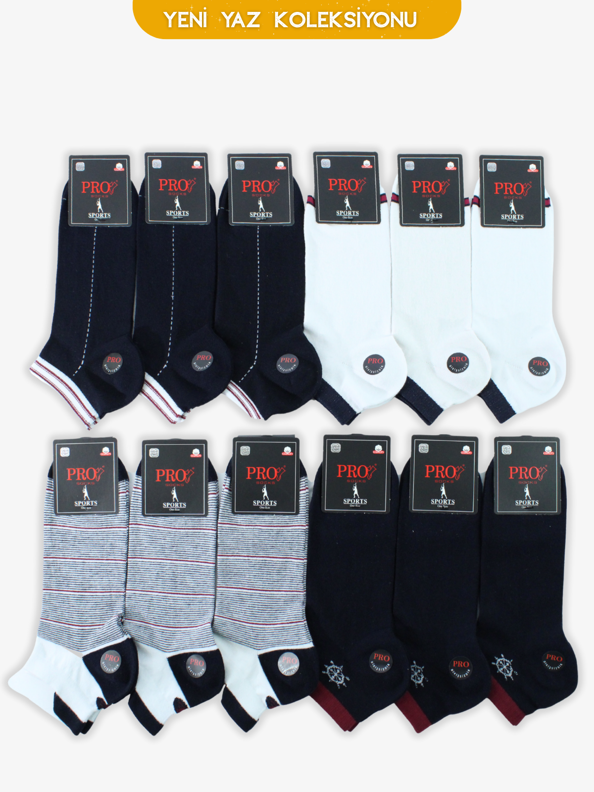 10535PRO FABRİKAMarin Penye Patik Yazlık Pamuklu Rahat Erkek Çorabı 12'li