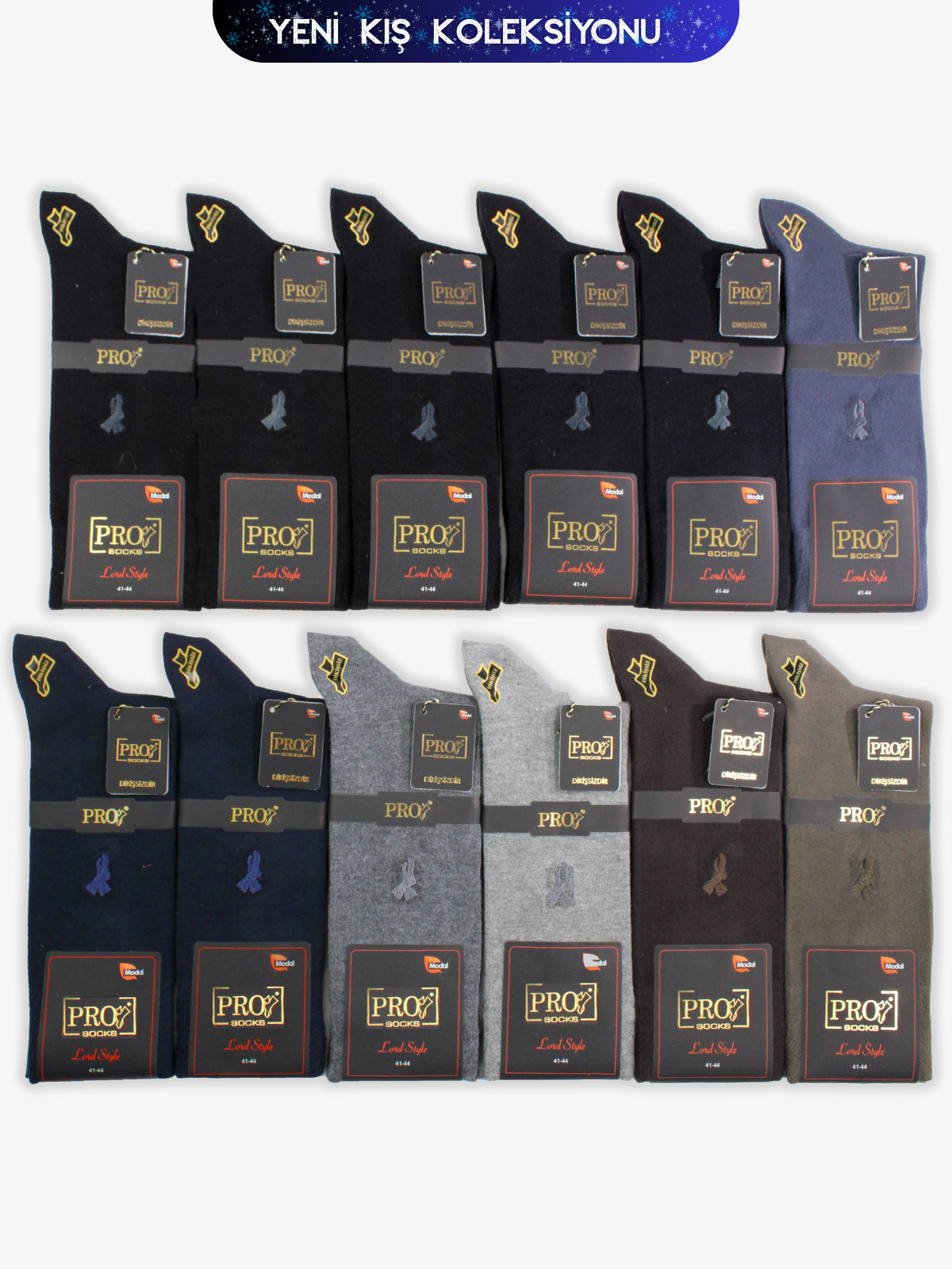 18648PRO FABRİKAMaun Modal Kışlık Soket Rahat Erkek 12'li Çorap