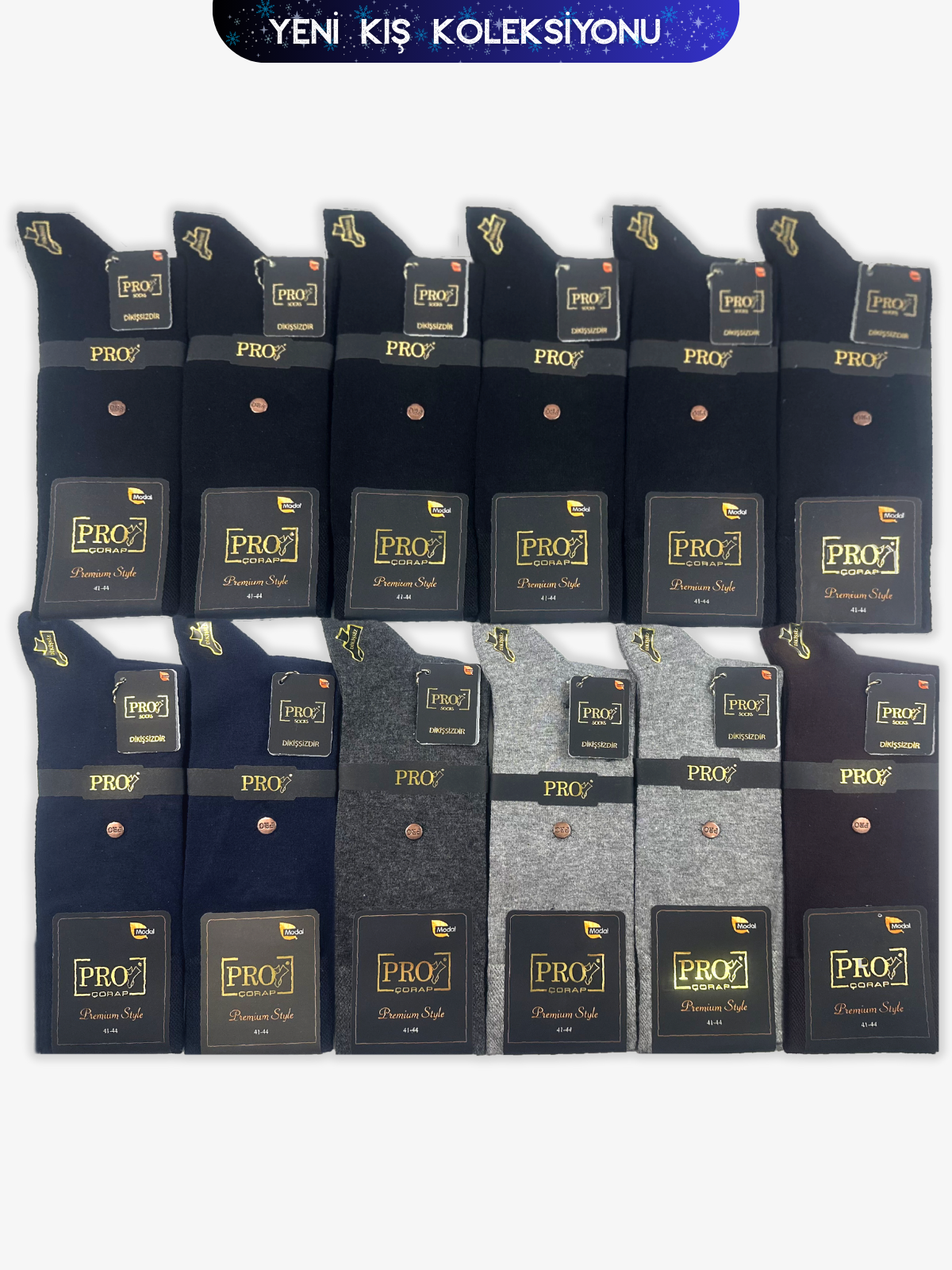 18646PRO FABRİKAMazı Modal Kışlık Soket Rahat Erkek 12'li Çorap