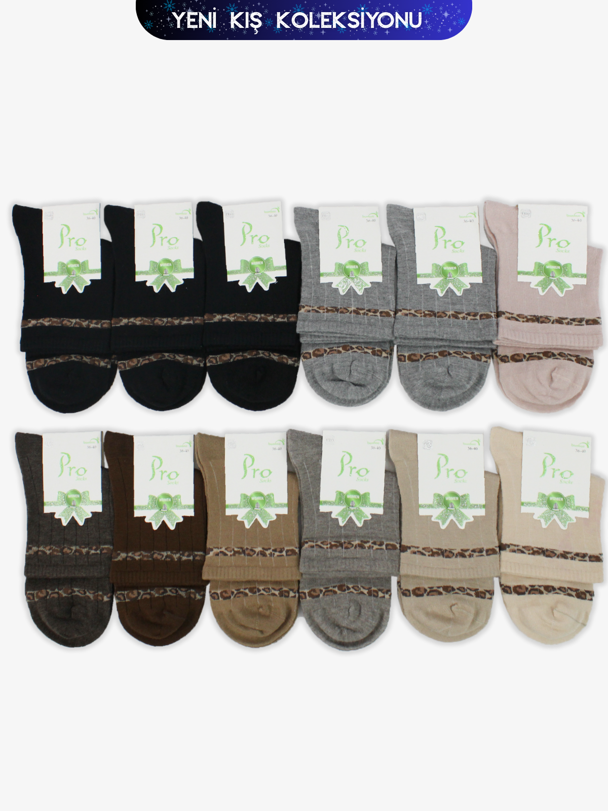 28635PRO FABRİKAMedusa Bamboo Kışlık Soket Rahat Kadın 12'li Çorap