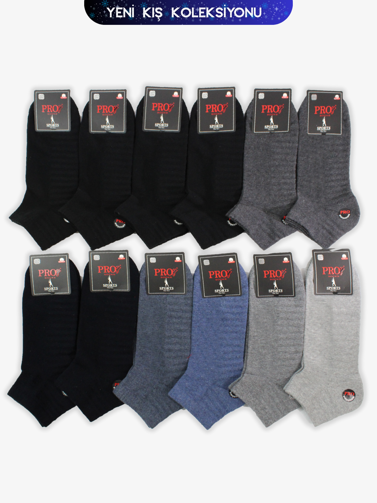 14022PRO FABRİKAMegavel Havlu Kışlık Patik Rahat Erkek 12'li Çorap