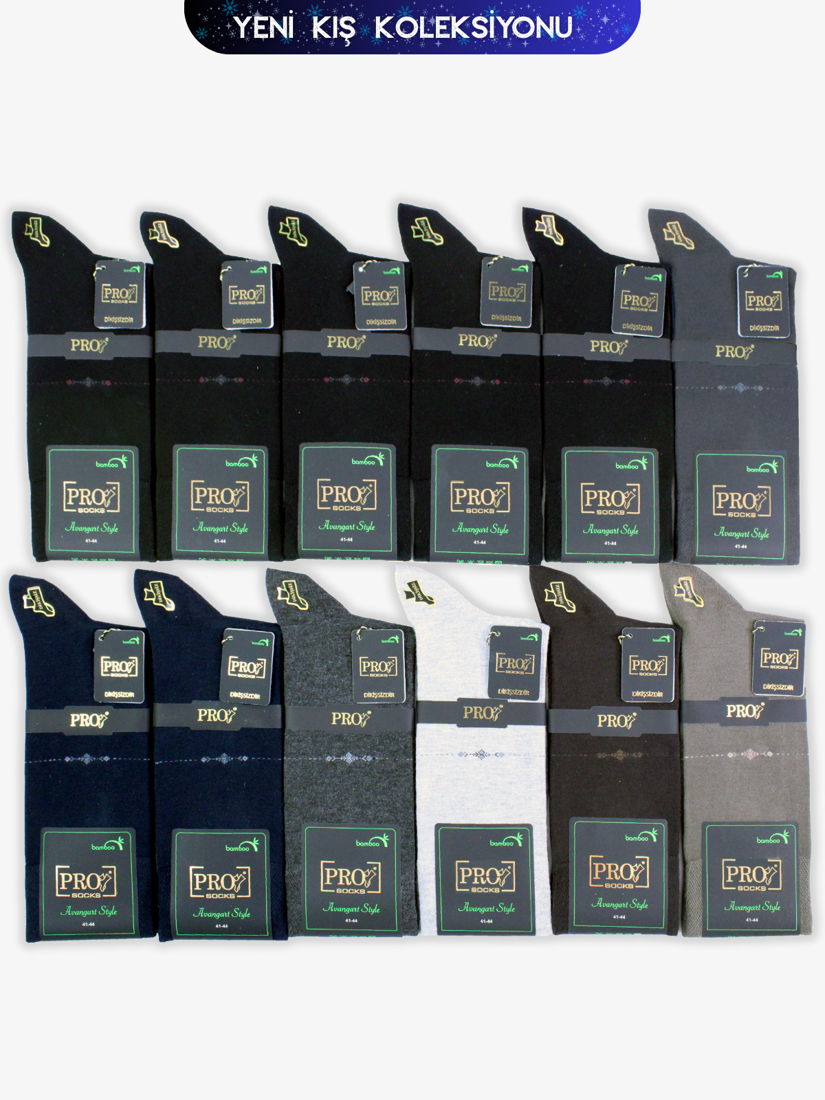 17670PRO FABRİKAMora Bamboo Kışlık Soket Rahat Erkek 12'li Çorap