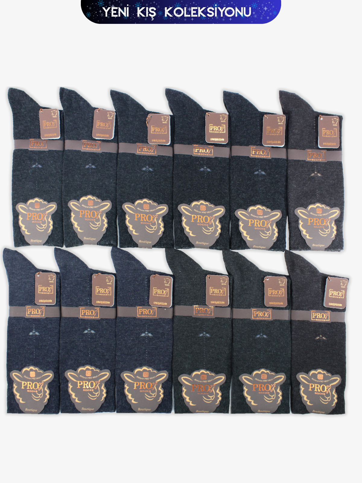12623PRO FABRİKANorfolk İnce Yün Kışlık Soket Rahat Erkek 12'li Çorap