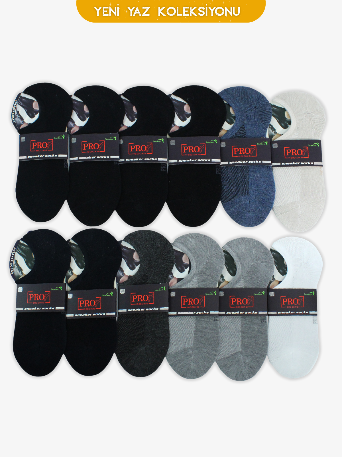 10776PRO FABRİKAOrbıt Bamboo Sneakers Yazlık Pamuklu Rahat Erkek Çorabı 12'li